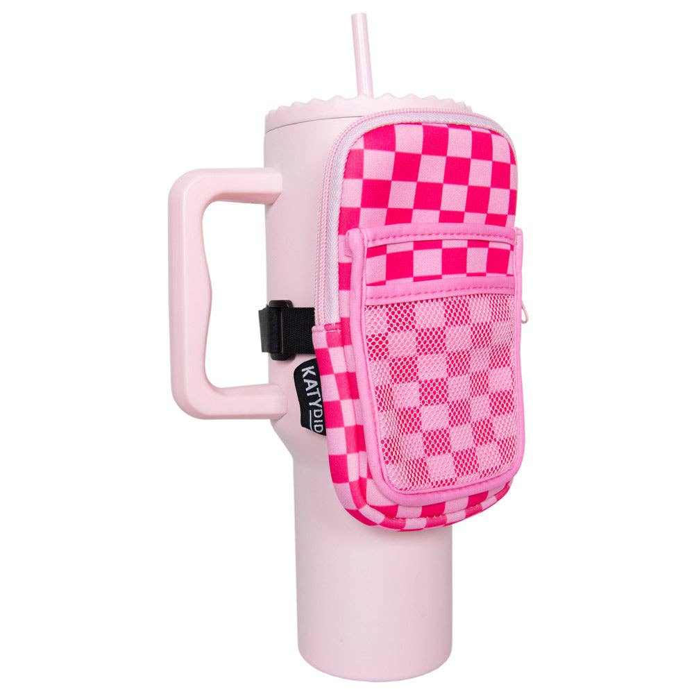 Katydid - Pink Checker Tumbler Zipper Pouch