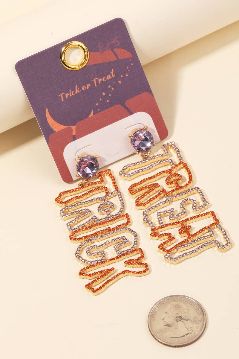 Anarchy Street - Rhinestone Studded Trick Treat Dangle Earrings