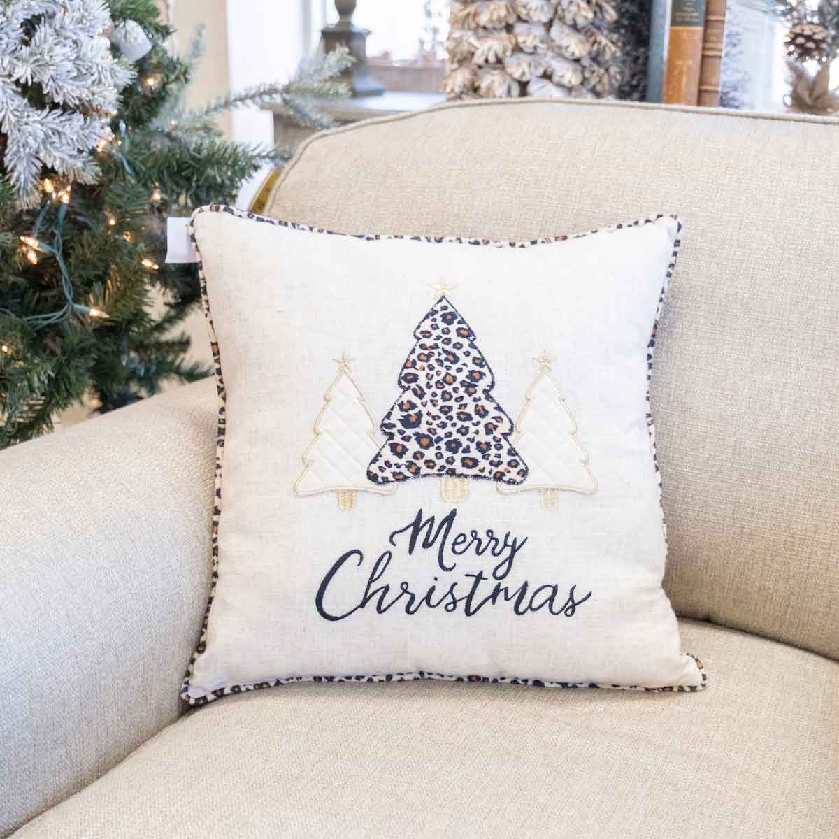 The Royal Standard - Leopard Christmas Pillow   Oat/Brown/Black   18x18