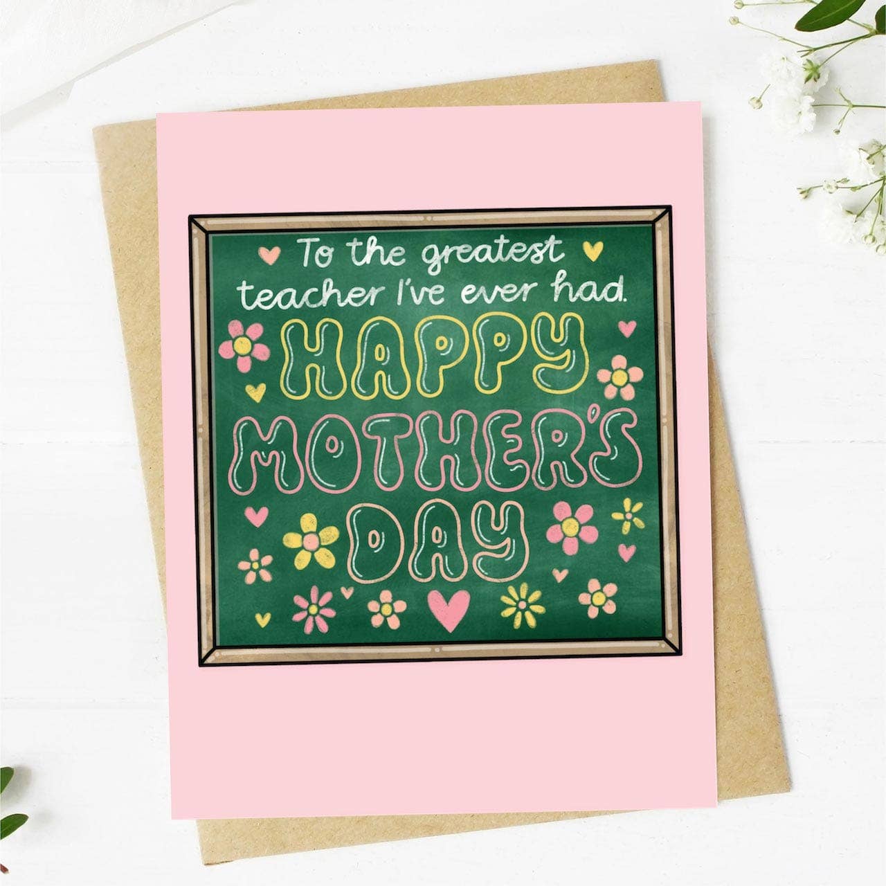 Big Moods - "To the greatest teacher I've ever" mother's day pink card