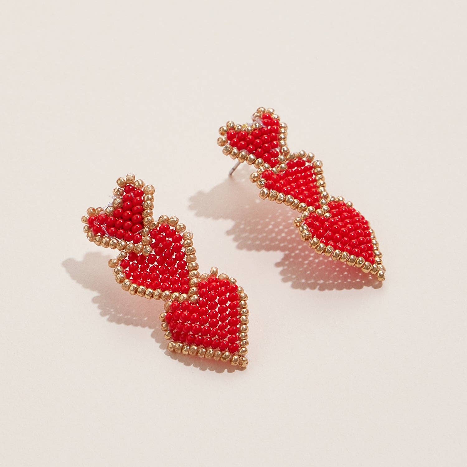 Frem - Triple Heart Beaded Drop Earrings