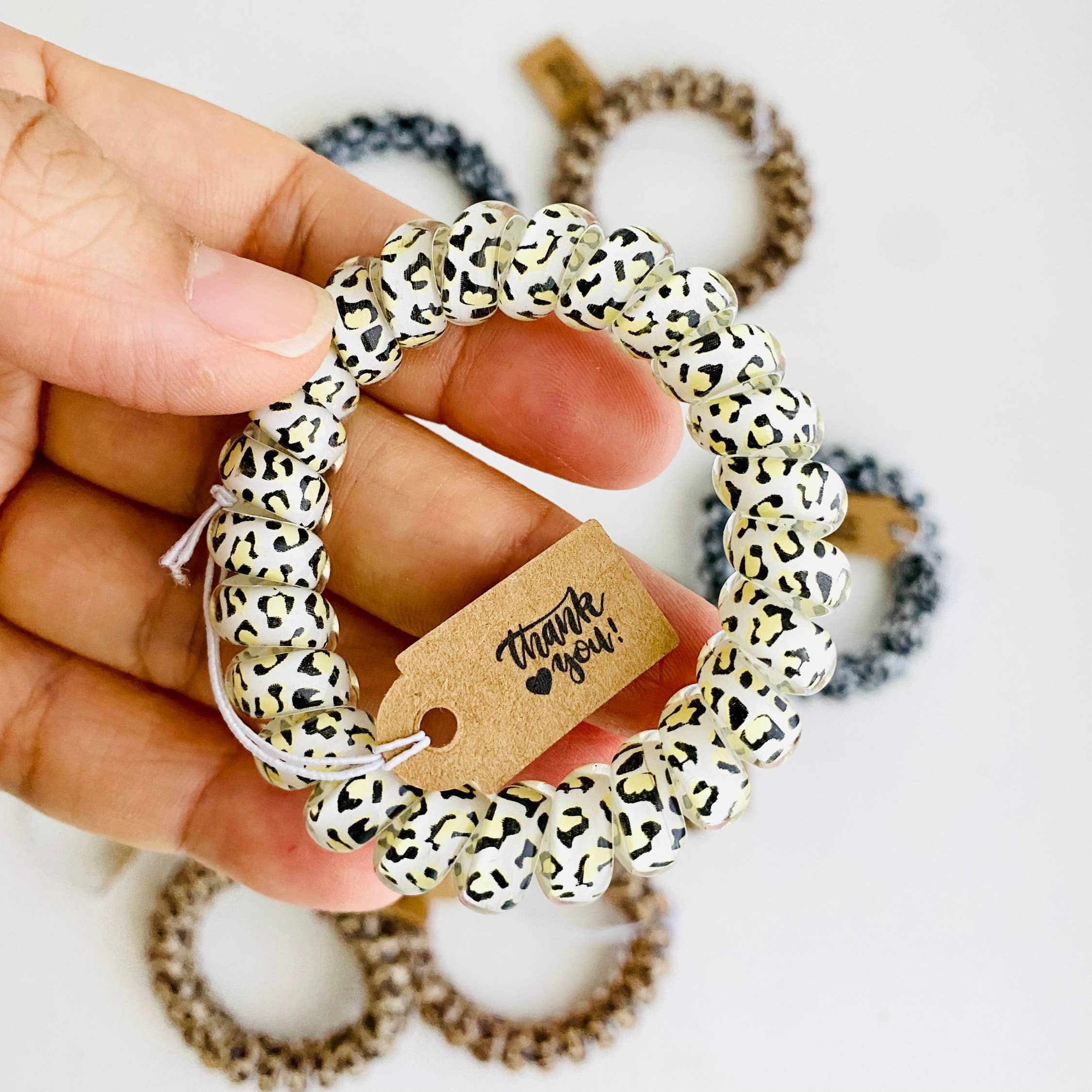 Tiny Gift Society - Thank You Gifts Leopard Hair Coils Telephone Cord Hair Ties
