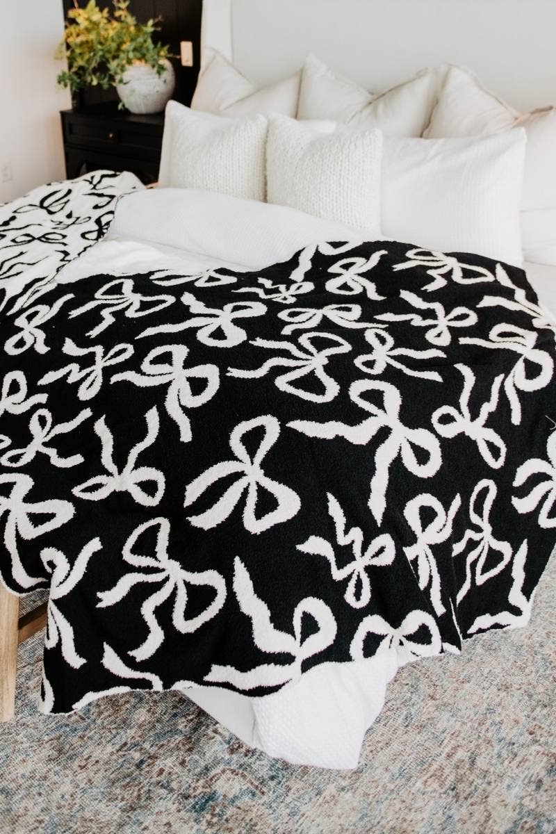 Katydid - Black & White Bows Double Sided Wholesale Blanket