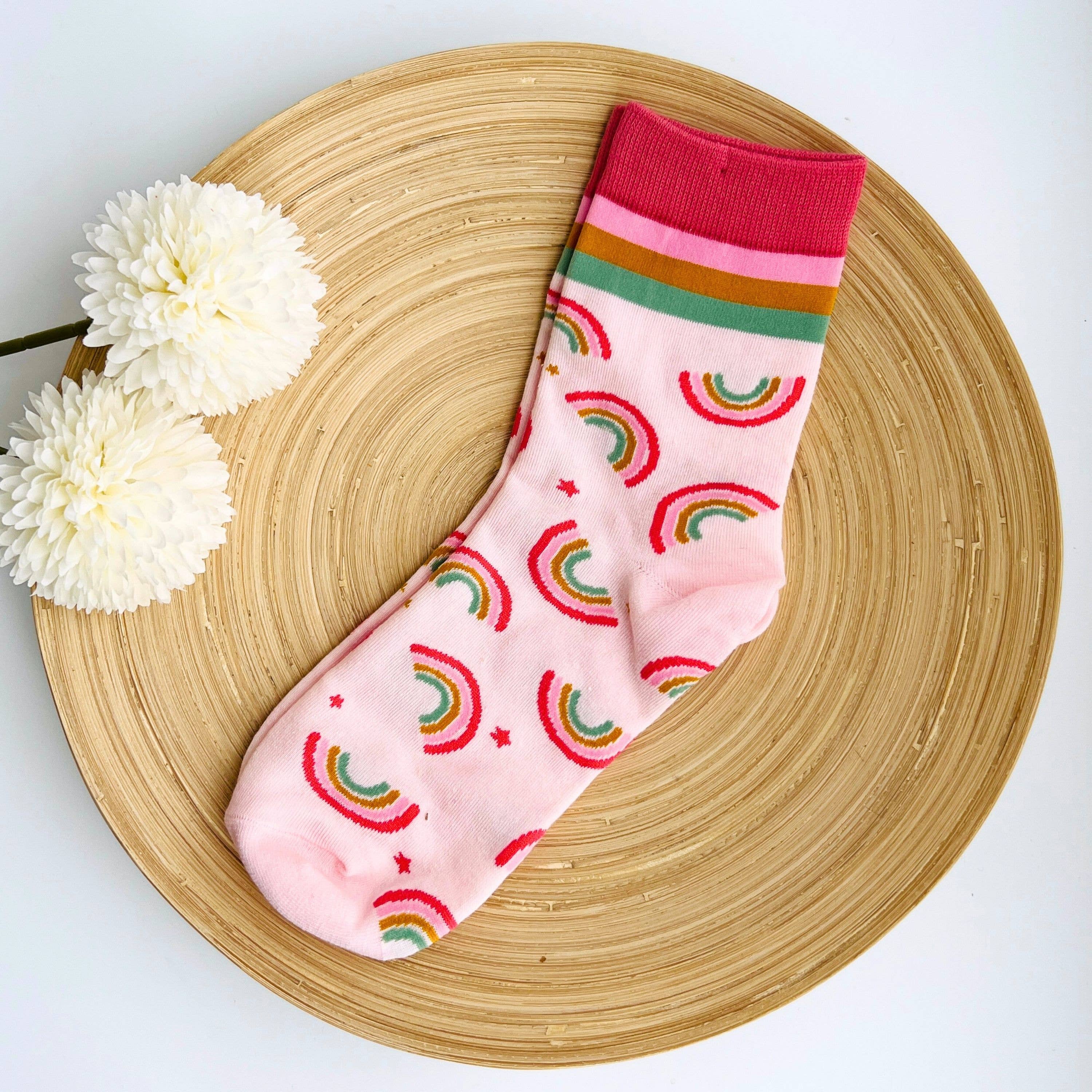 Tiny Gift Society - "Rainbow" Socks | Cute Pink Socks | Inspirational Gift