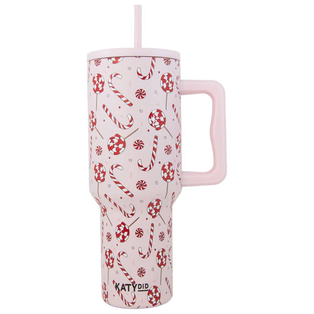 Katydid - Candy Canes Christmas Tumbler Cup w/ Handle