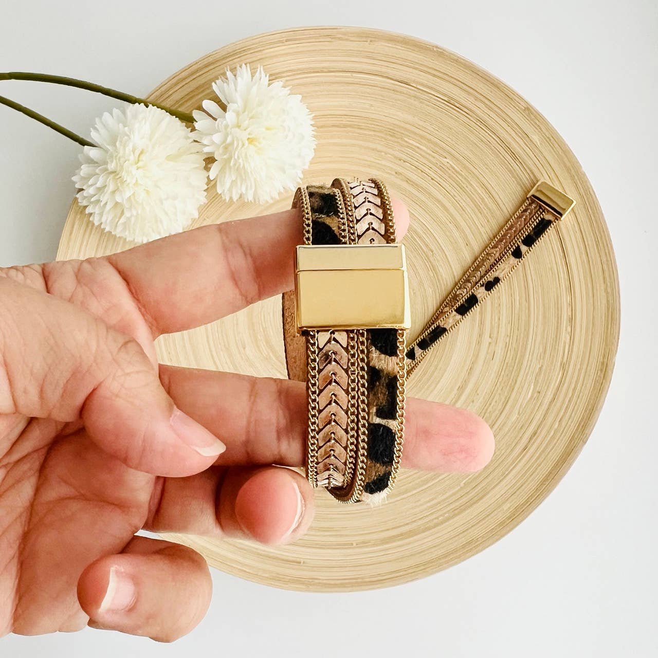 Tiny Gift Society - Gold Leopard Strap Bracelet | Magnetic Clasp | Boho Jewelry