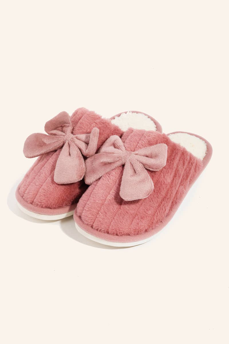 Anarchy Street - Faux Fur Bow Décor Slippers