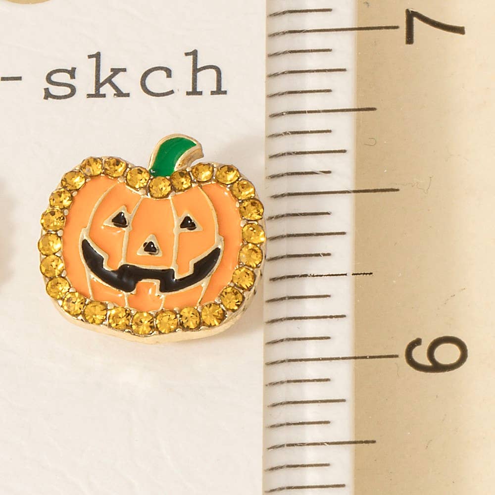 Anarchy Street - Halloween Yellow Halo Set Jack O Lantern Stud Earrings