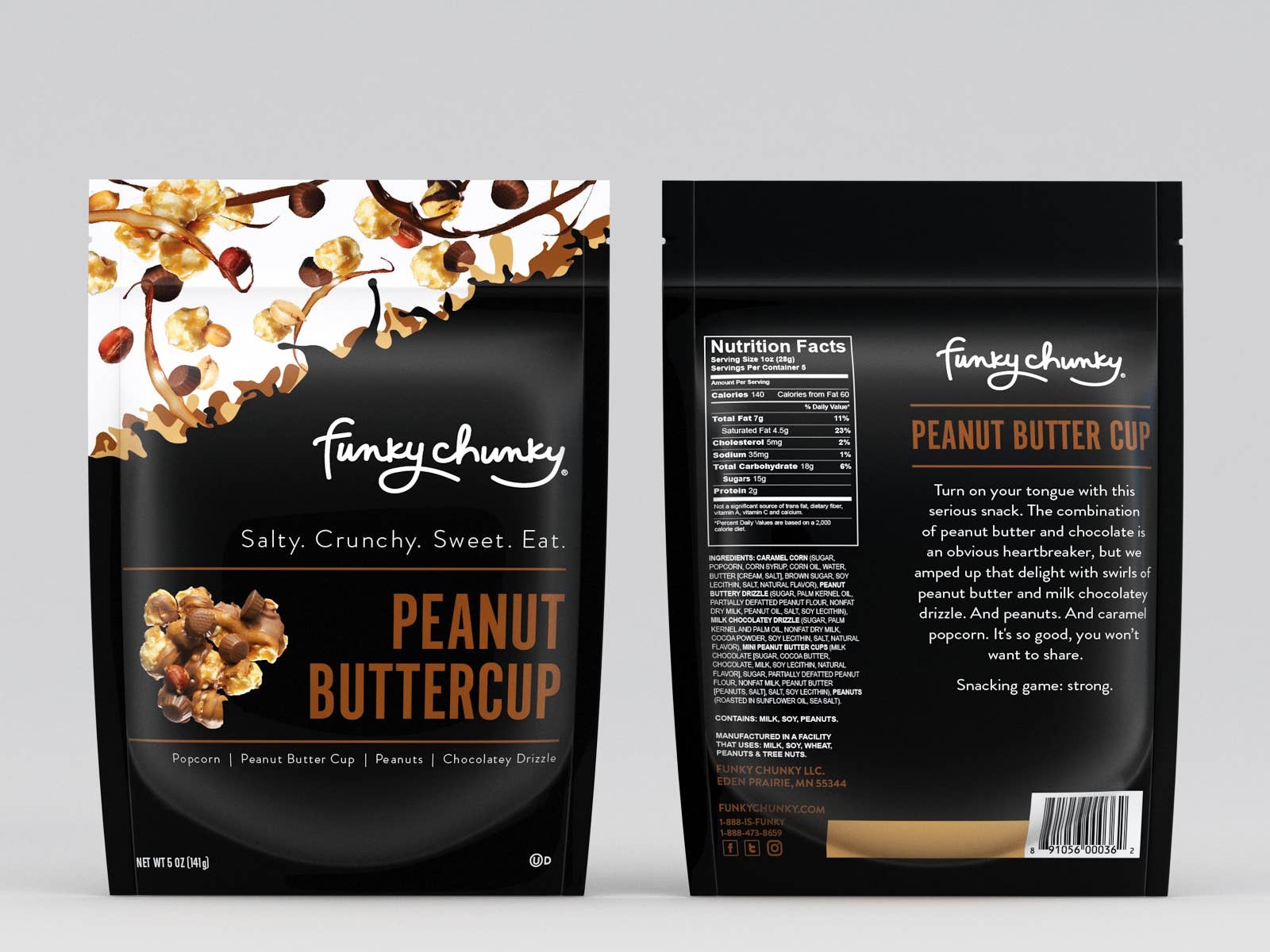 Funky Chunky - Peanut Butter Cup | Caramel Corn Chocolate Popcorn | bags