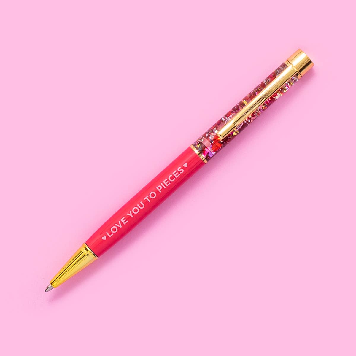 Taylor Elliott Designs - Pen - "Love You..." - Red w/ Red + Pink Confetti