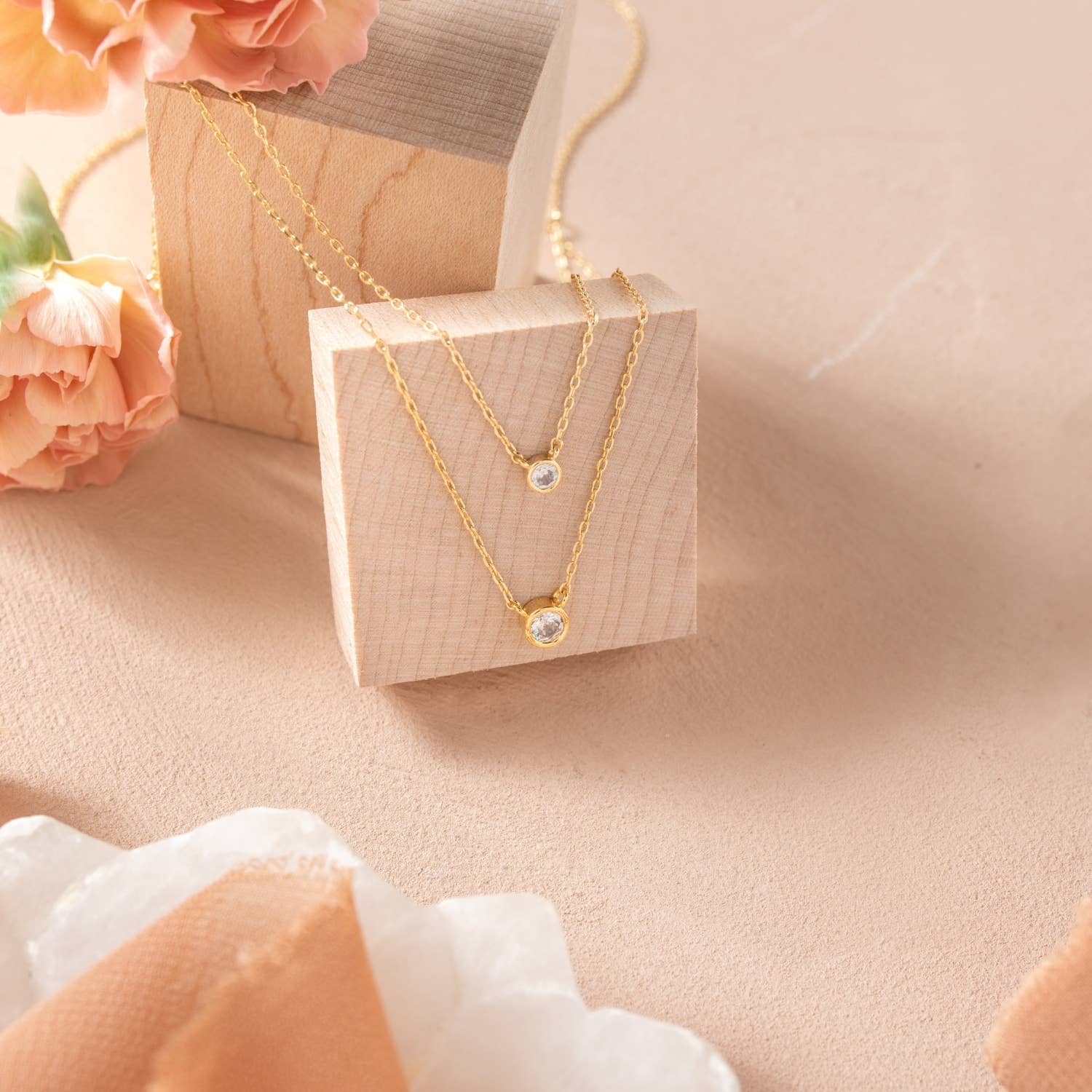 Splendid Iris - Double Layer Appeal Framed CZ Necklace