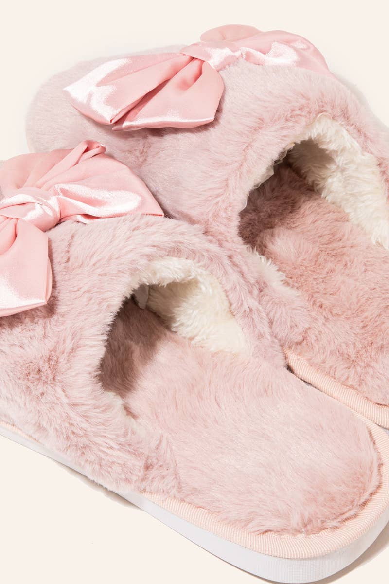 Anarchy Street - Fluffy Bow Decor Slippers