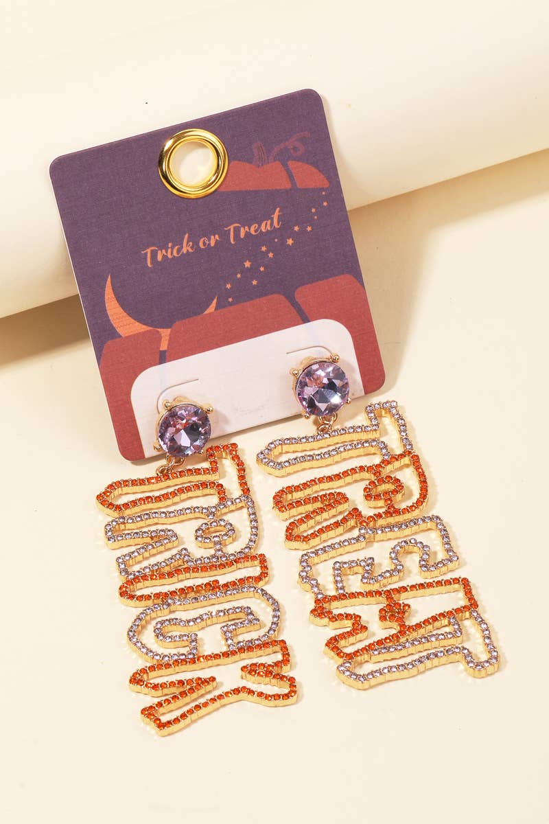 Anarchy Street - Rhinestone Studded Trick Treat Dangle Earrings
