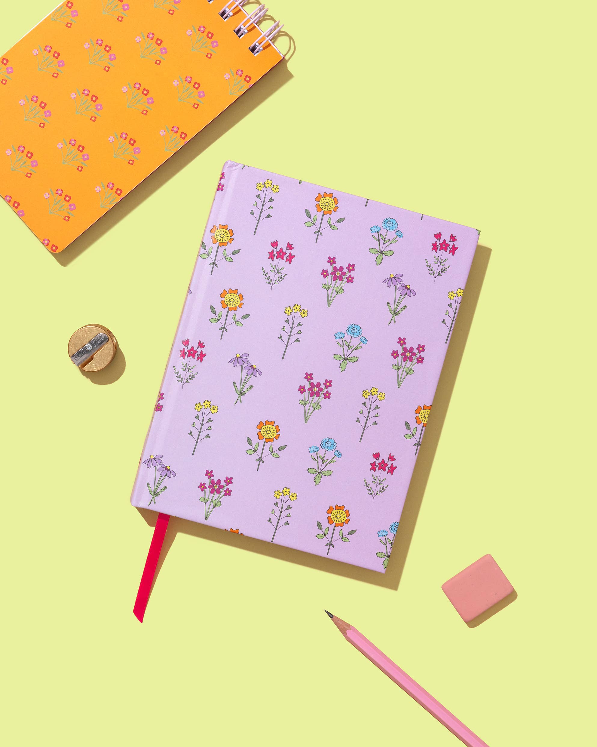Taylor Elliott Designs - Hardcover Notebook - Pink w/ Wildflowers