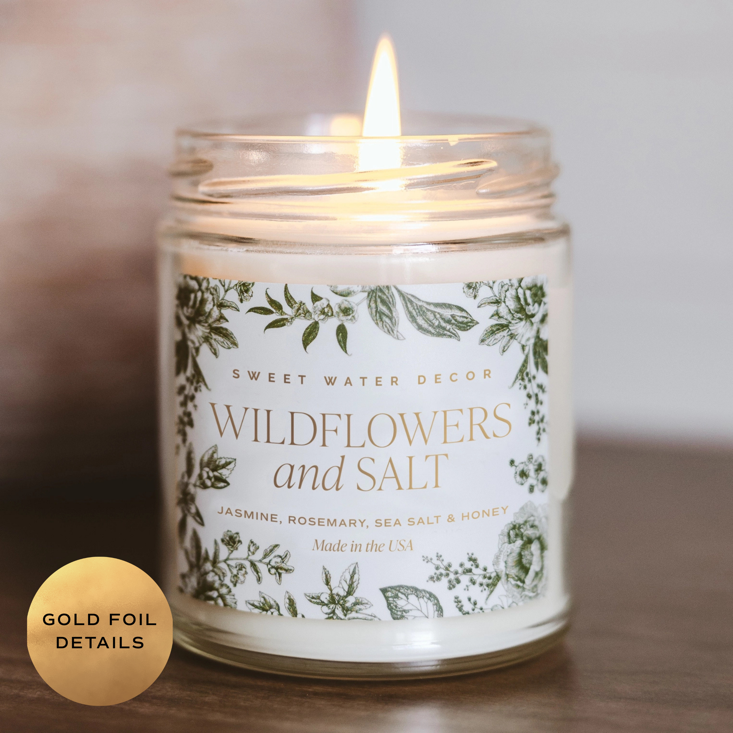 Sweet Water Decor - Wildflowers and Salt 9 oz Soy Candle - Spring Decor & Gifts