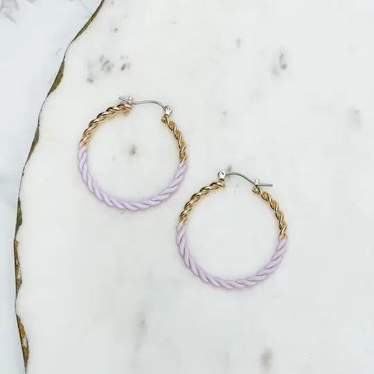 Prep Obsessed Wholesale - Enamel Gold Twist Hoop Earrings