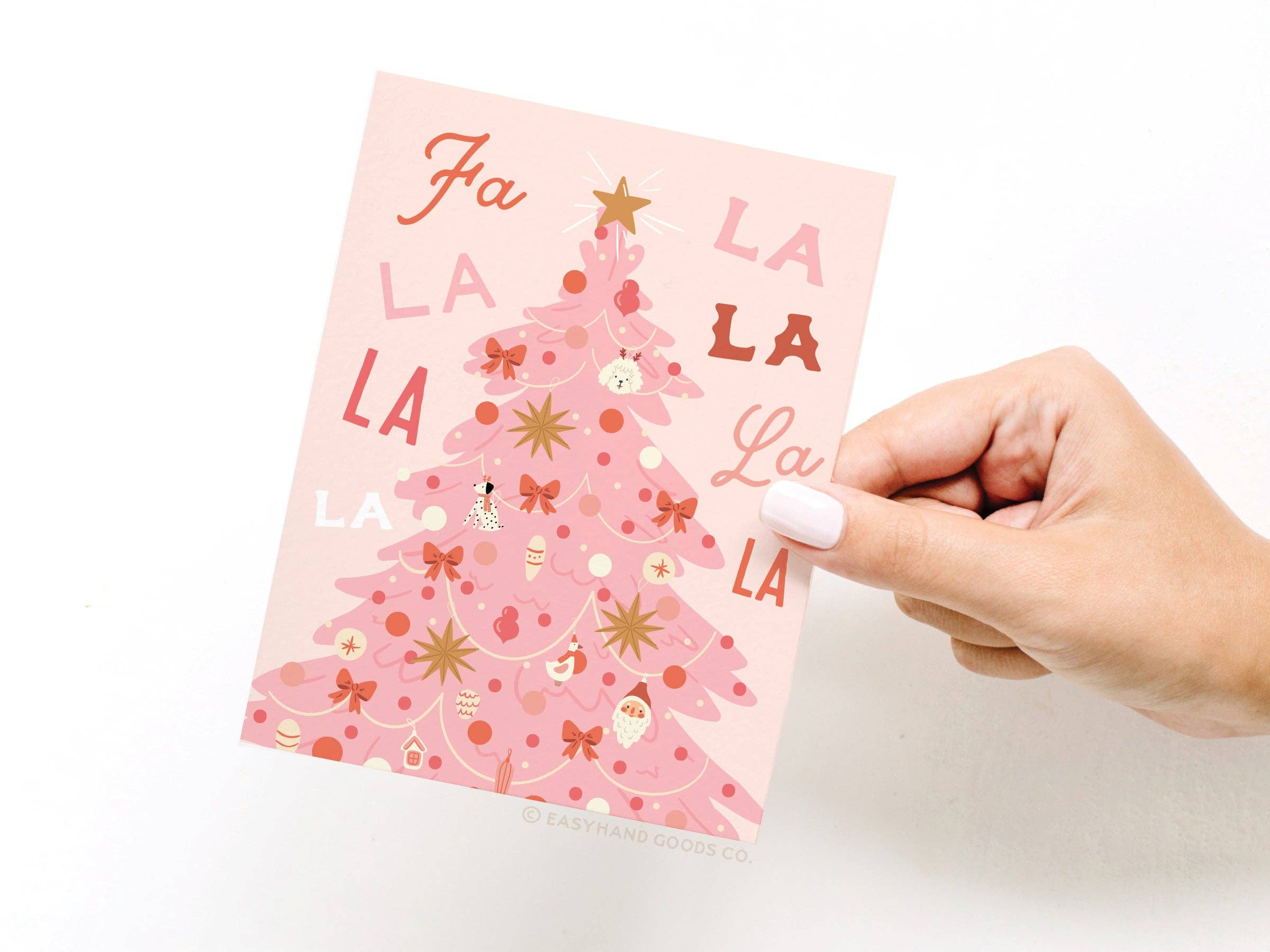 Easyhand Goods Co. - Fa La La Pink Christmas Tree Greeting Card