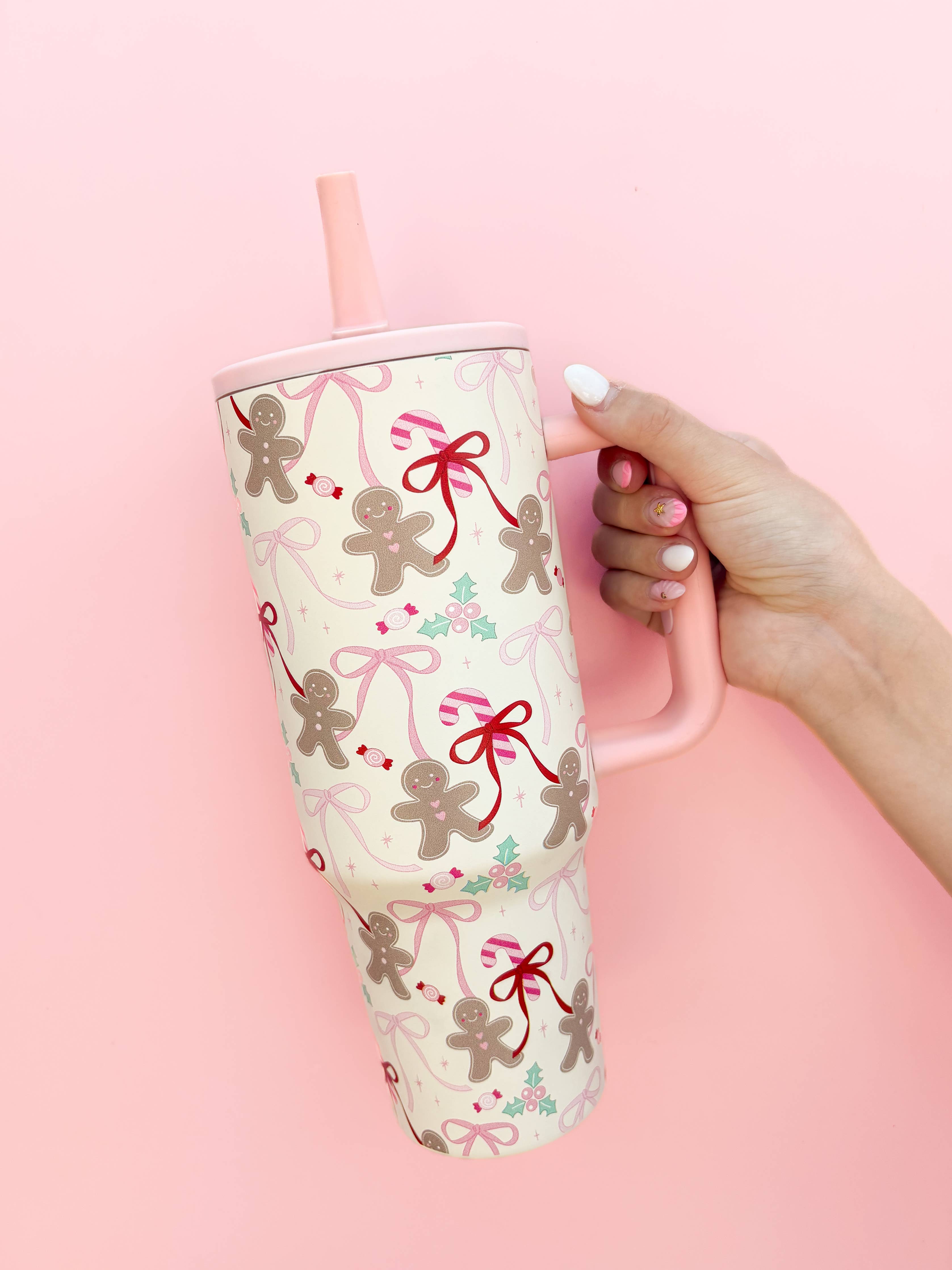 Rock Paper Scissors - Gingerbread 40oz Tumbler with Spill Proof Lid + Flip Straw