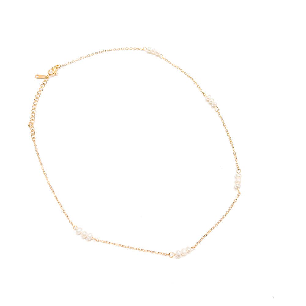 Pretty Simple - Precious Pearl Gold Beaded Necklace