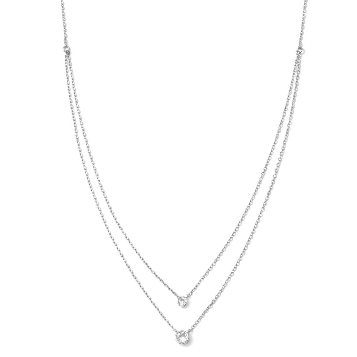 Splendid Iris - Double Layer Appeal Framed CZ Necklace