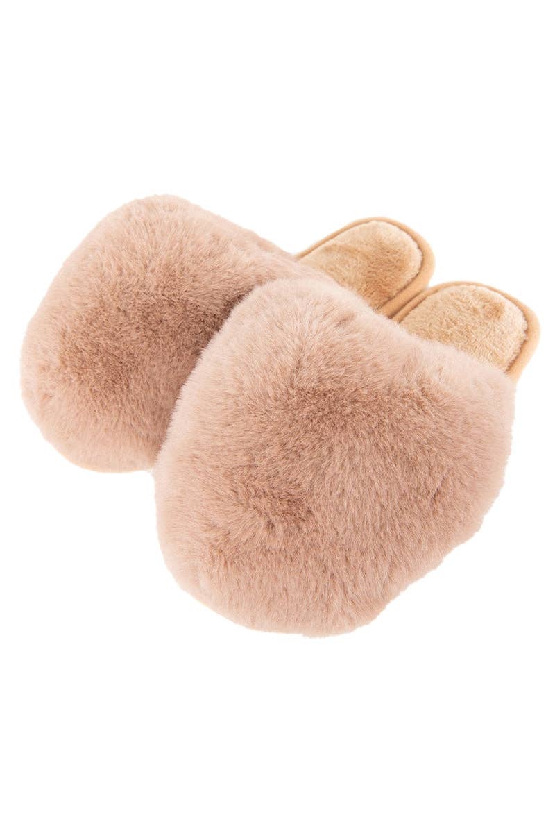 Katydid - Tan Faux Fur Jumbo Slippers Wholesale
