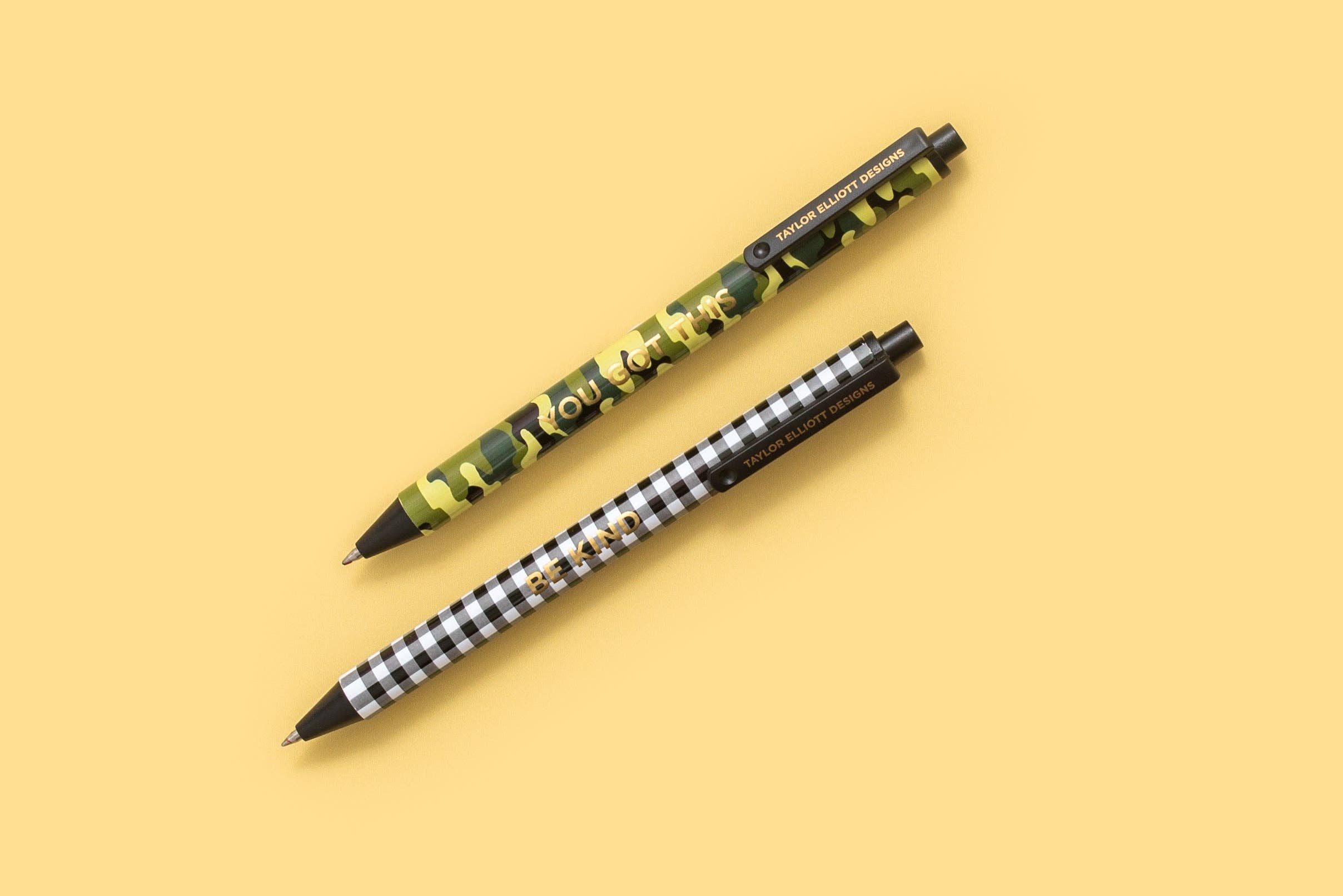 Taylor Elliott Designs - *ON SALE* Gel Pen Set - Camo + Gingham - 2 Piece Set