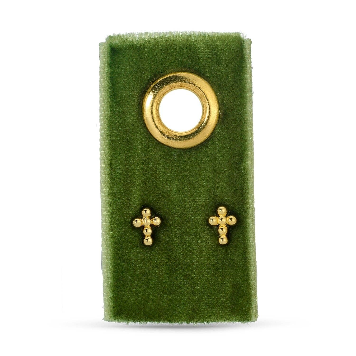 Splendid Iris - Petite Dot Cross Studs on Velvet Tag