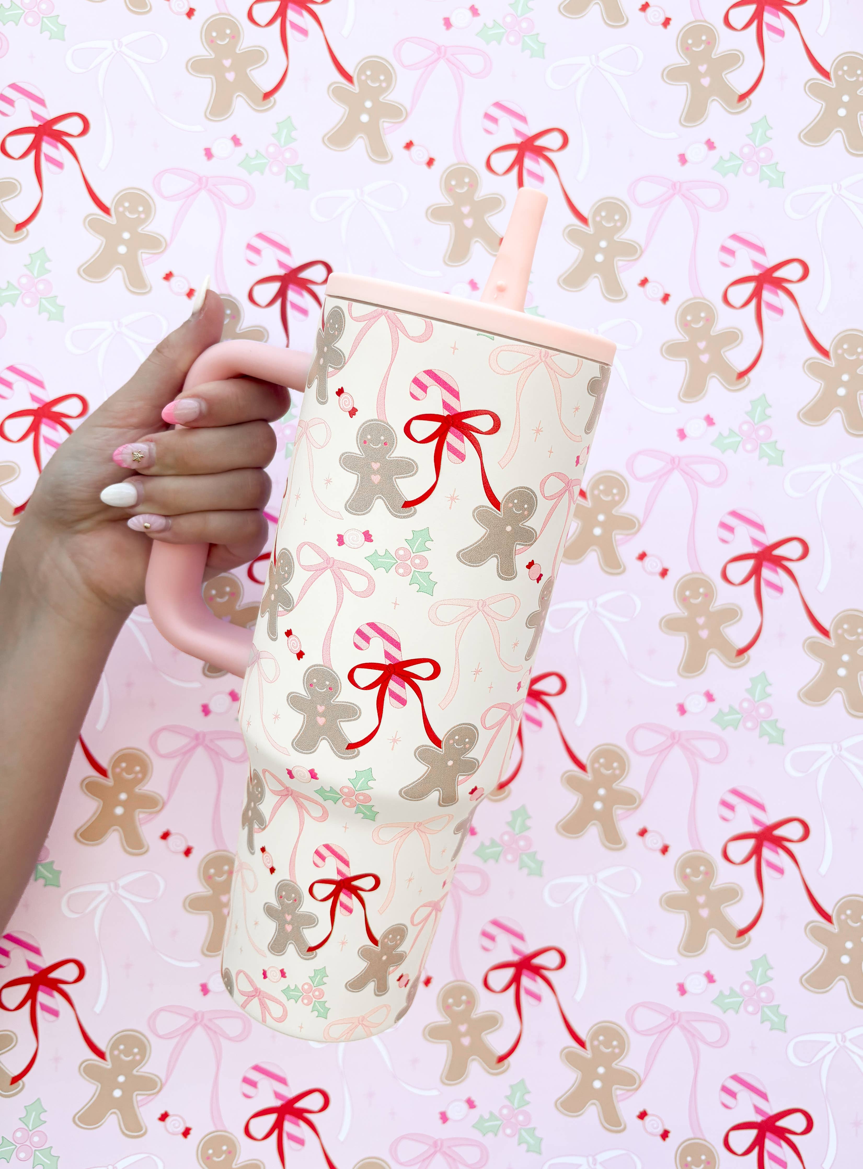 Rock Paper Scissors - Gingerbread 40oz Tumbler with Spill Proof Lid + Flip Straw
