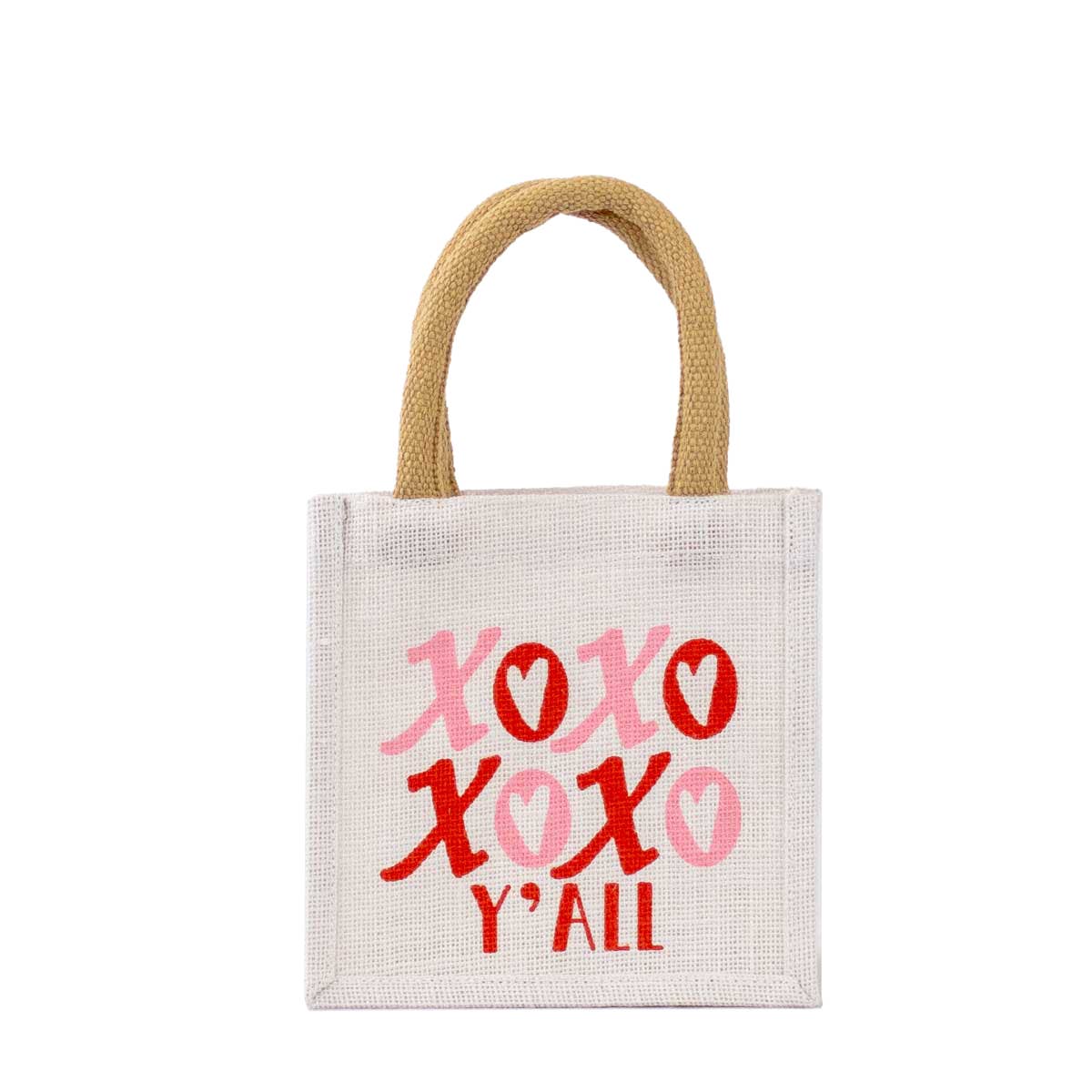 The Royal Standard - XOXO Y'all Petite Gift Tote   White/Pink/Cherry   7x7x5