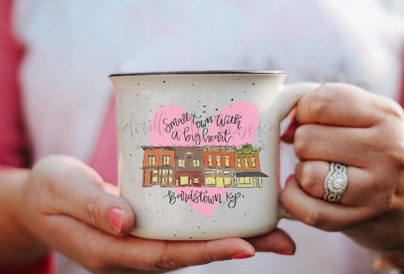Doodles By Rebekah - Small Town with a Big Heart Custom Town Camper Mug