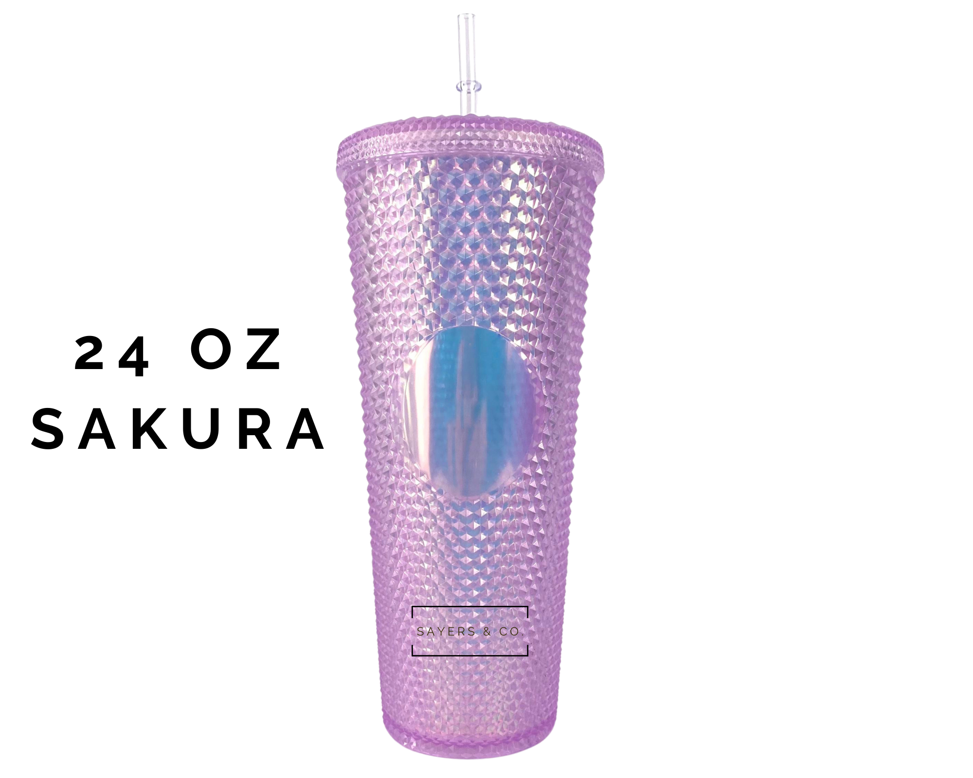 Sayers & Co. - Matte & Glossy Studded 24oz Screw Top Tumbler, Double Walled