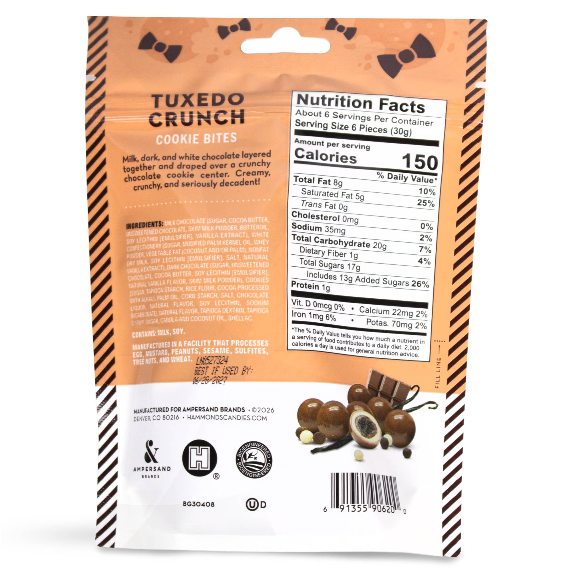 Hammond's Candies - Cookie Bites - Tuxedo Crunch - 6 oz Resealable Bag