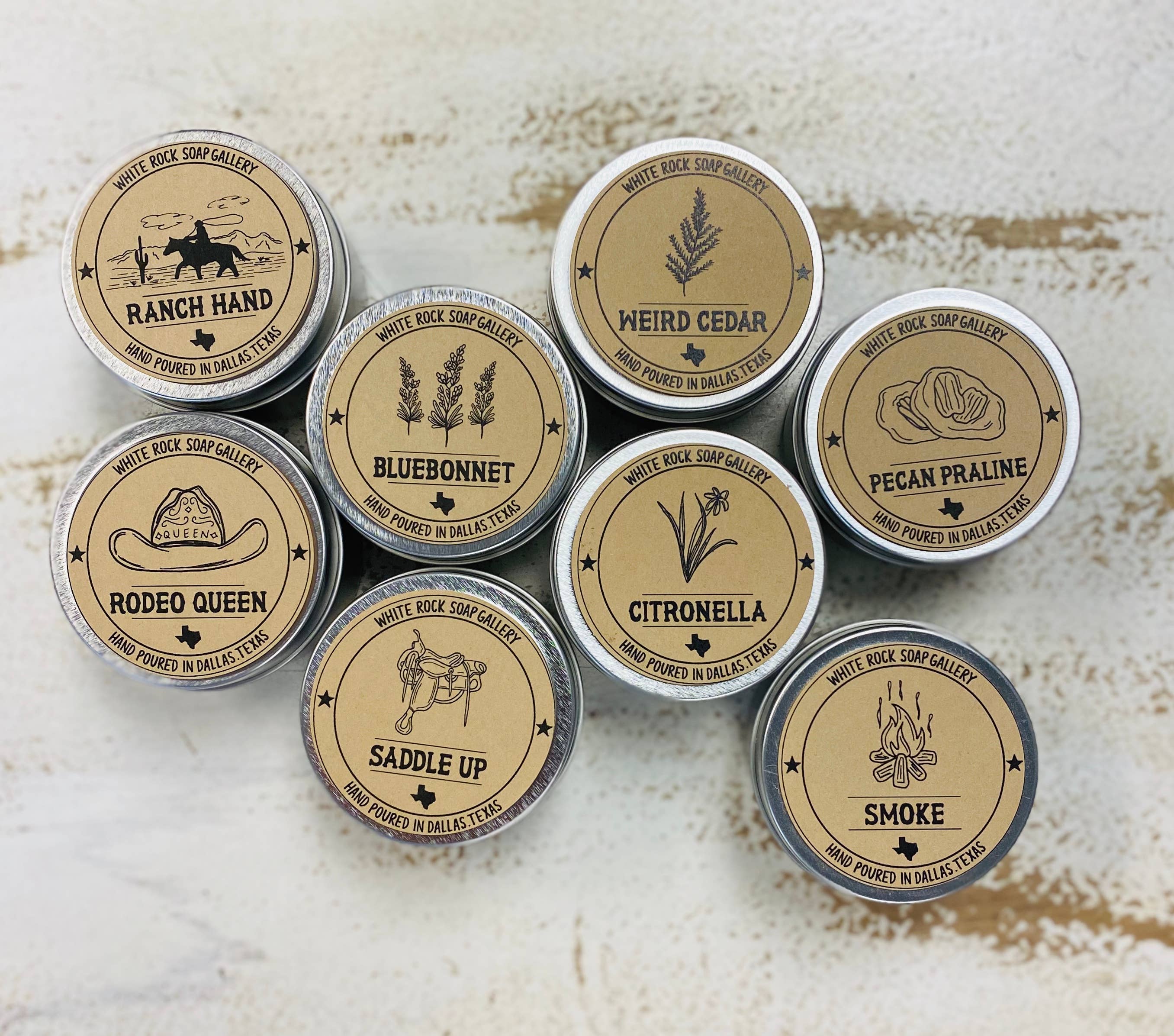 White Rock Soap Gallery - Soy Wax Candle - Texas 4 oz Tin