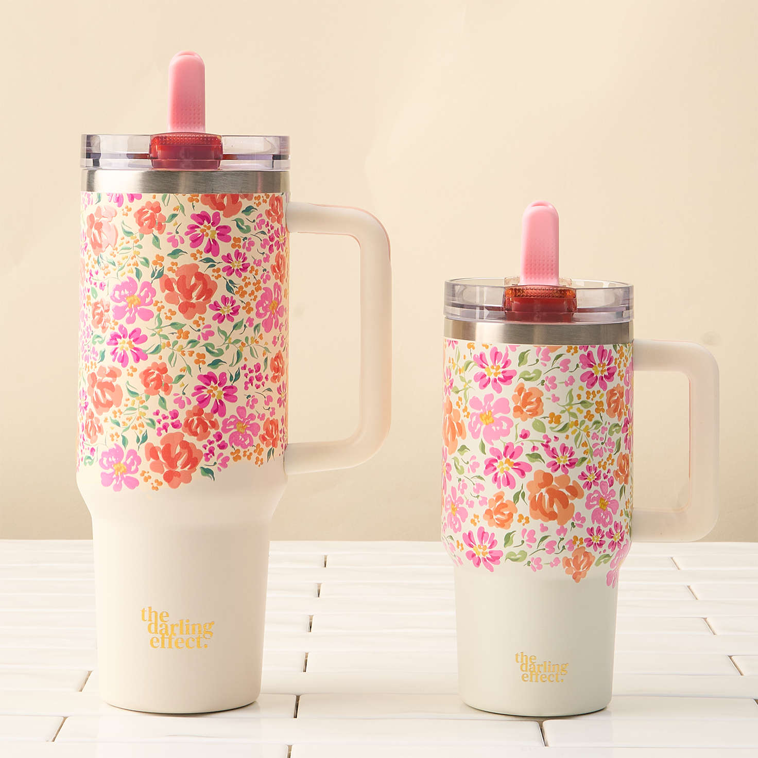 The Darling Effect - 40 oz Lifestyle Flip Straw Tumbler-Secret Garden Pink