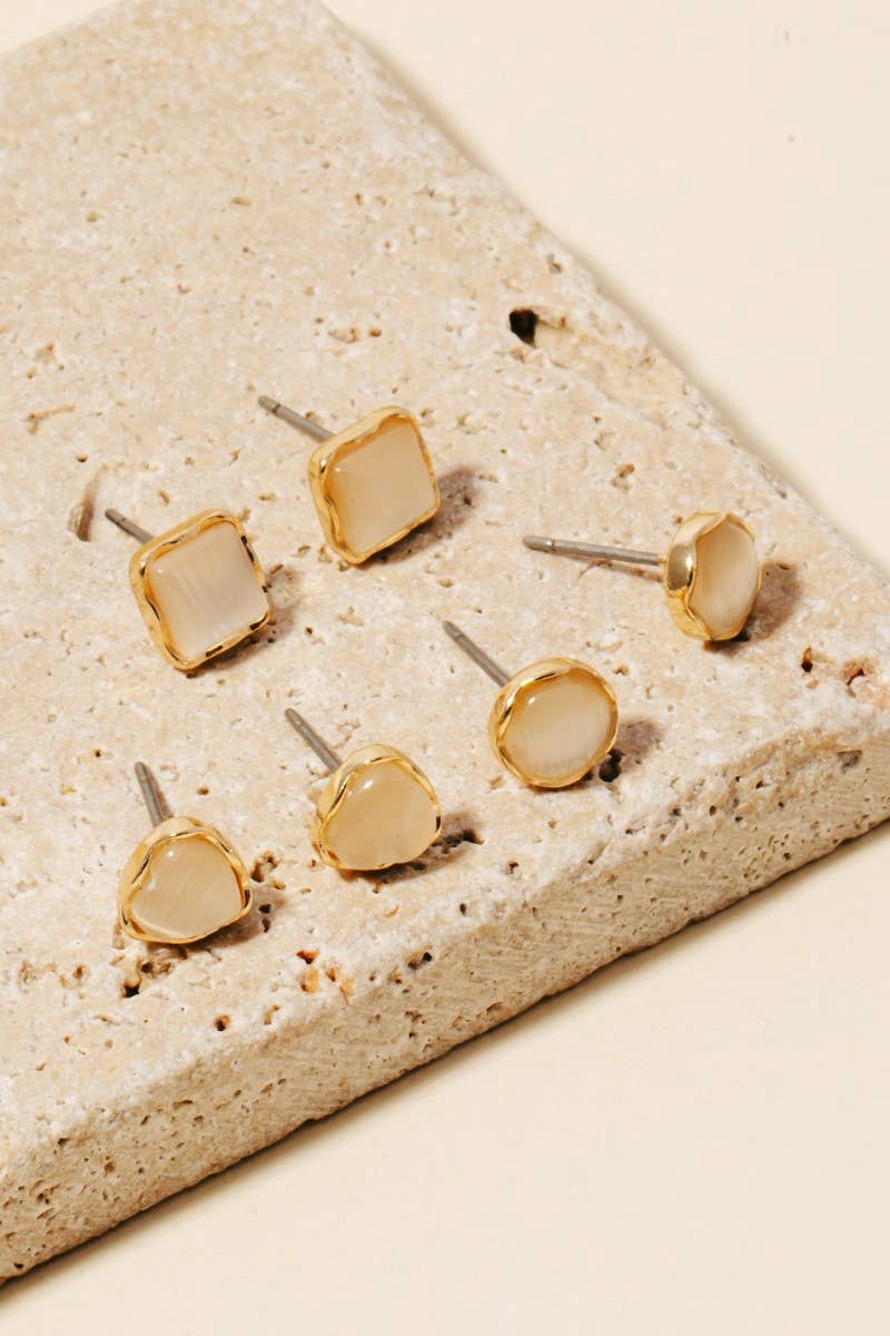 Anarchy Street - Three Pair Gem Stud Earrings Set