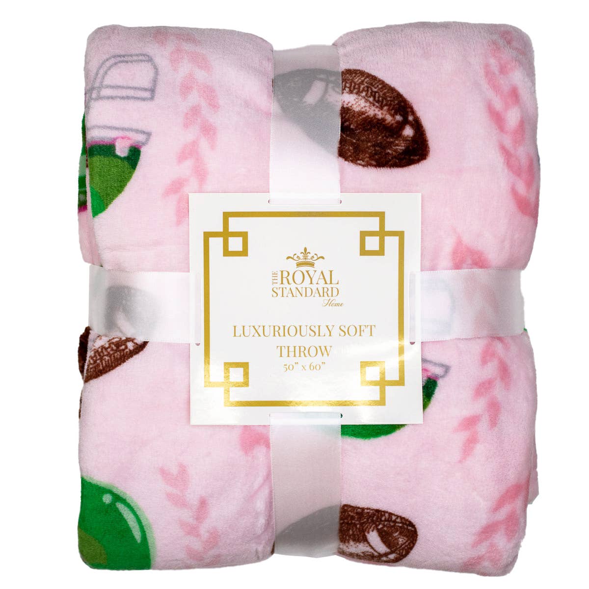 The Royal Standard - Tailgate Queen Throw   Pink/Green/Brown   50x60