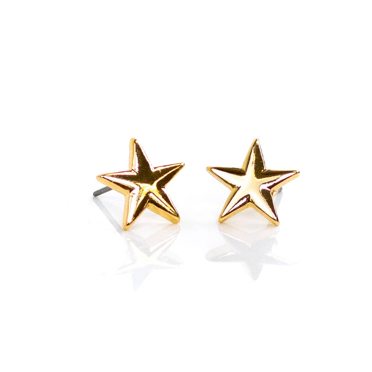 The Royal Standard - Star Stud Earrings   Gold   .5"