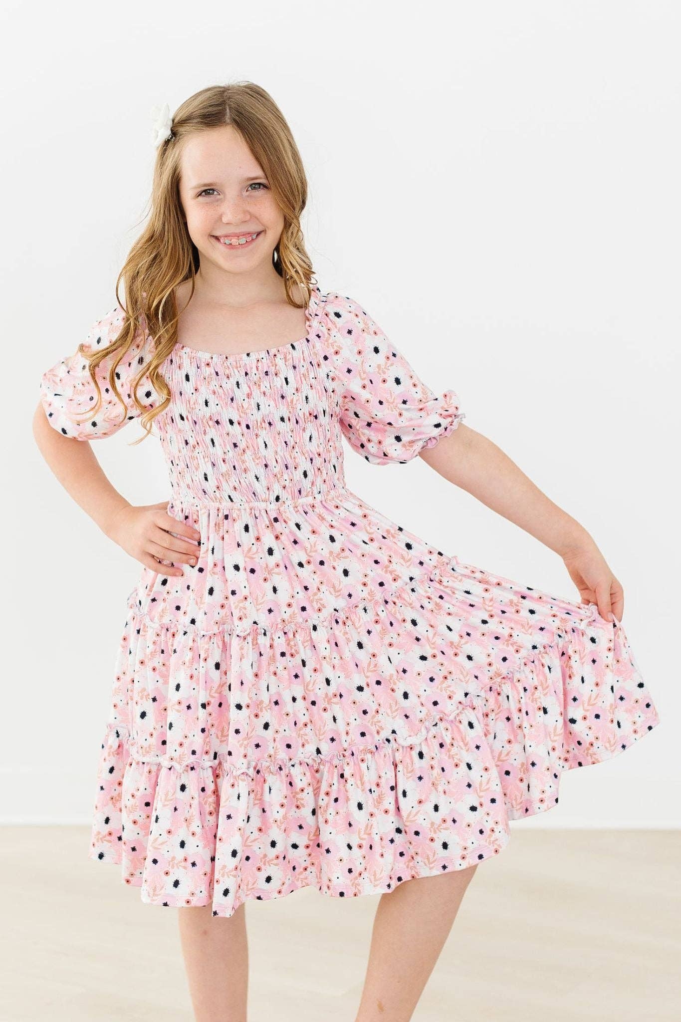 Mila & Rose - Whimsical Wildflowers Smocked Ruffle Dress