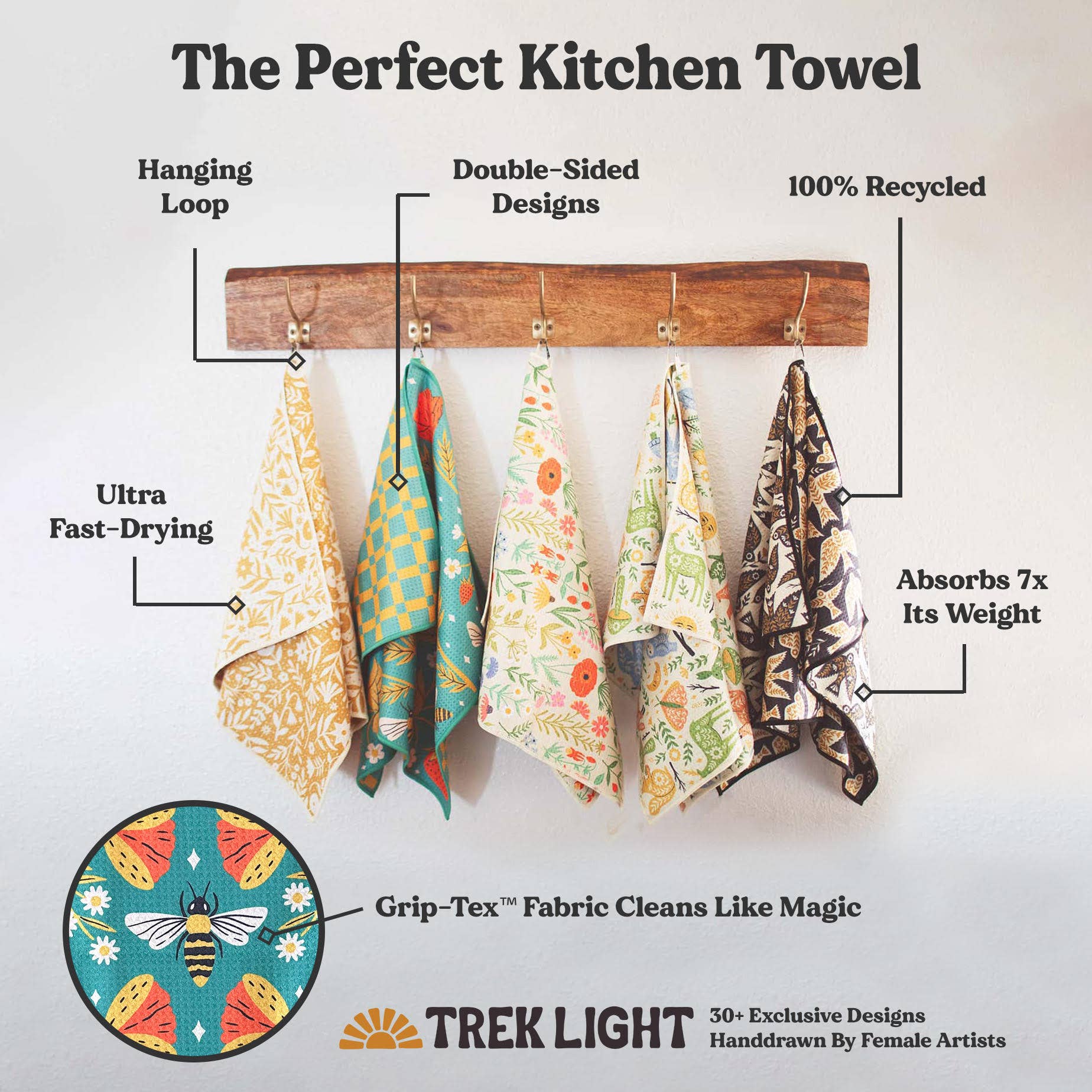 Trek Light - Kitchen Tea Towel Quick Dry | Texas