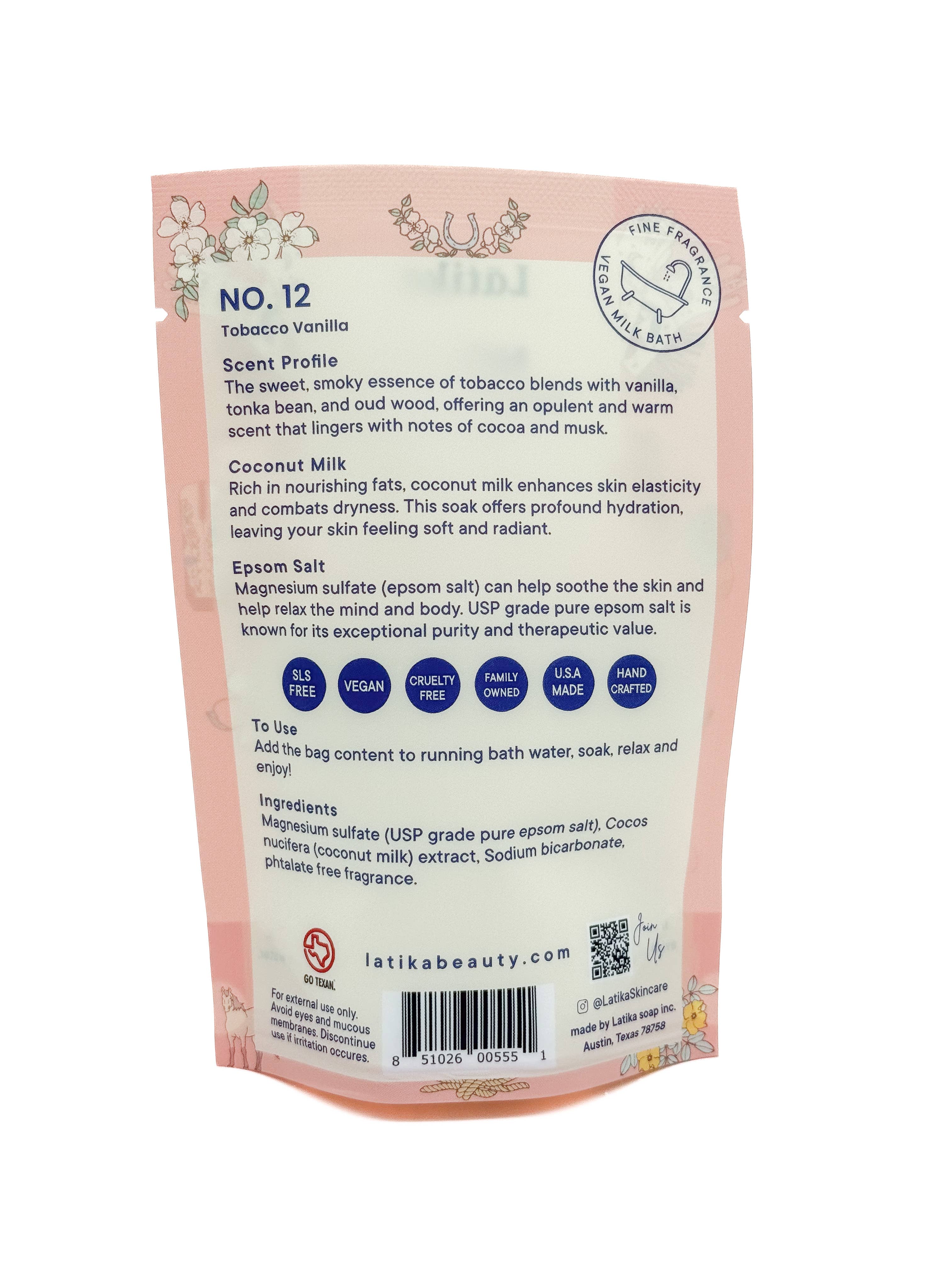 Latika Beauty - Vegan Milk Bath Soak – Warm Tobacco & Vanilla 🐎