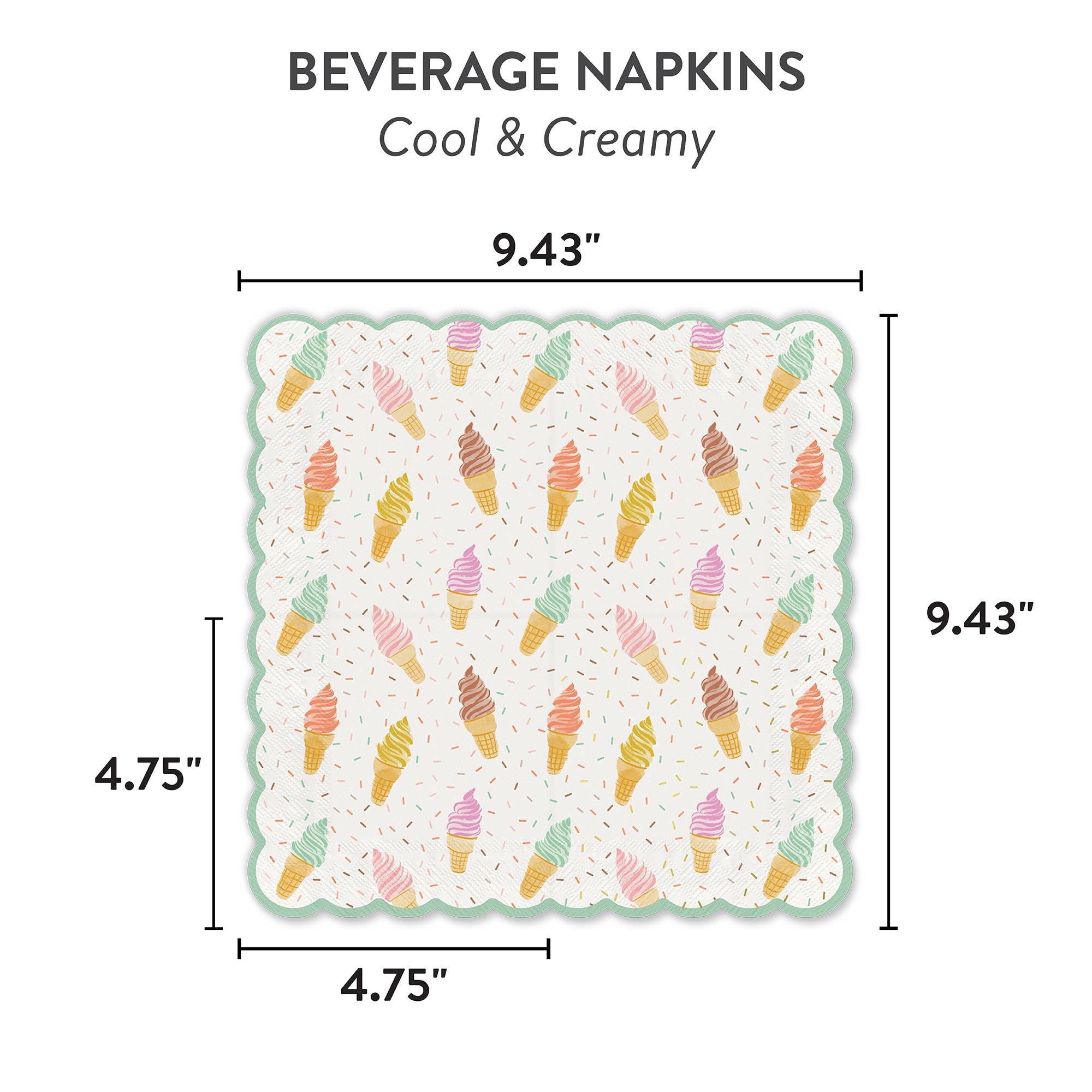 Studio Oh! - Cool & Creamy Scalloped Beverage Napkins