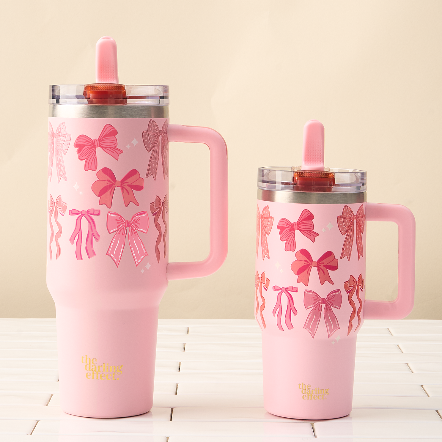 The Darling Effect - 40 oz Lifestyle Flip Straw Tumbler-Blushing Bows