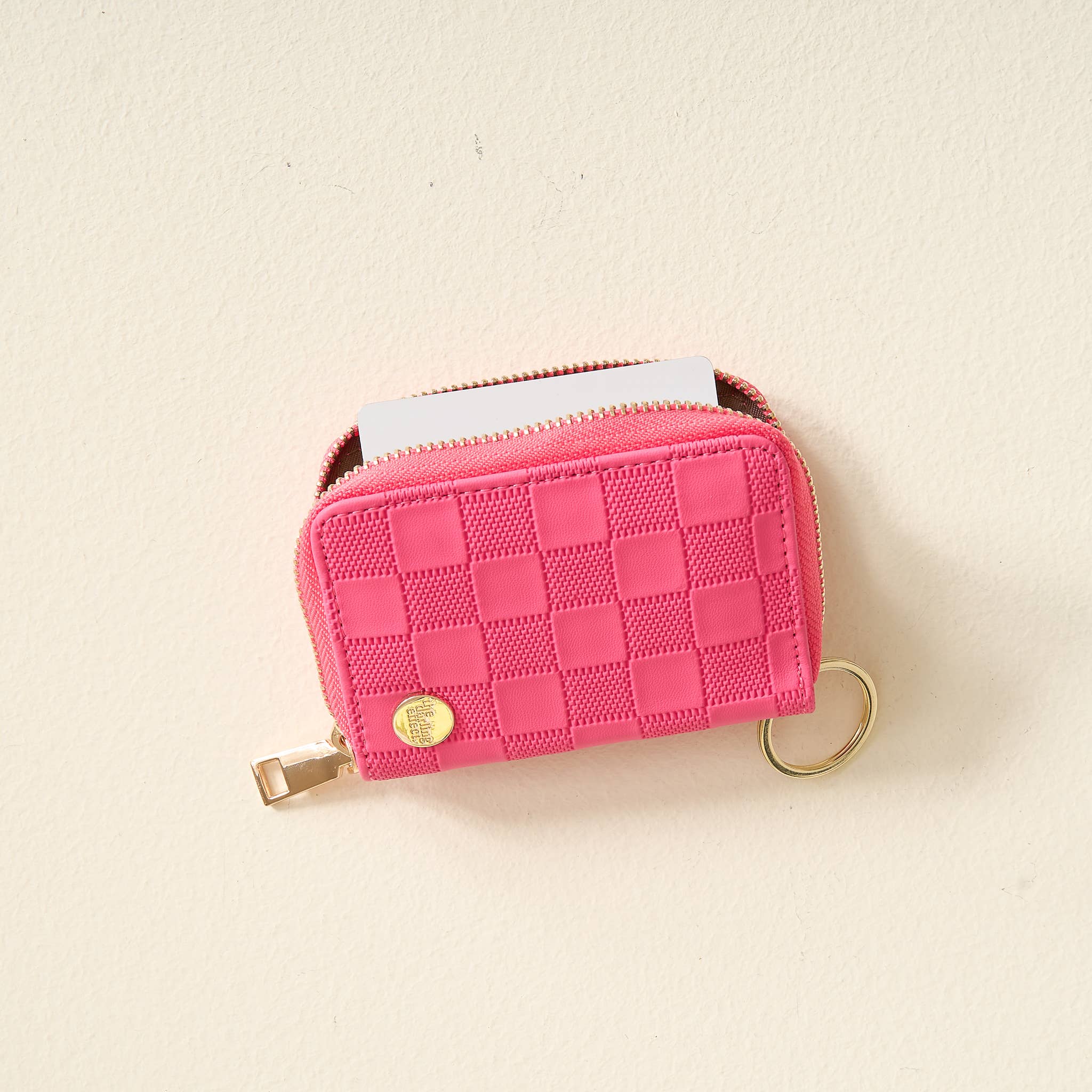 The Darling Effect - Zip Around Wallet-Hot Pink Check