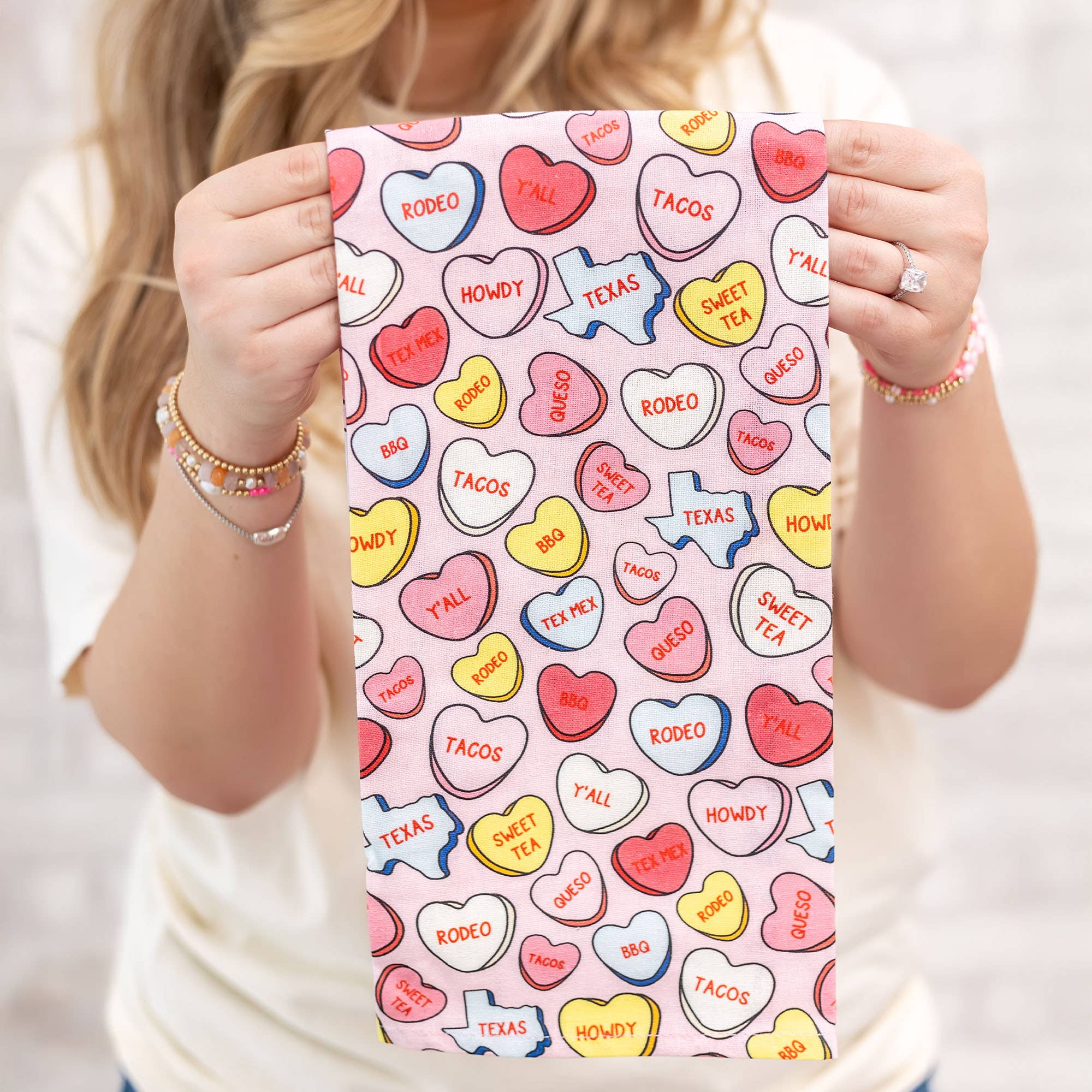 Callie Danielle - Texas Western Conversation Hearts Tea Towel