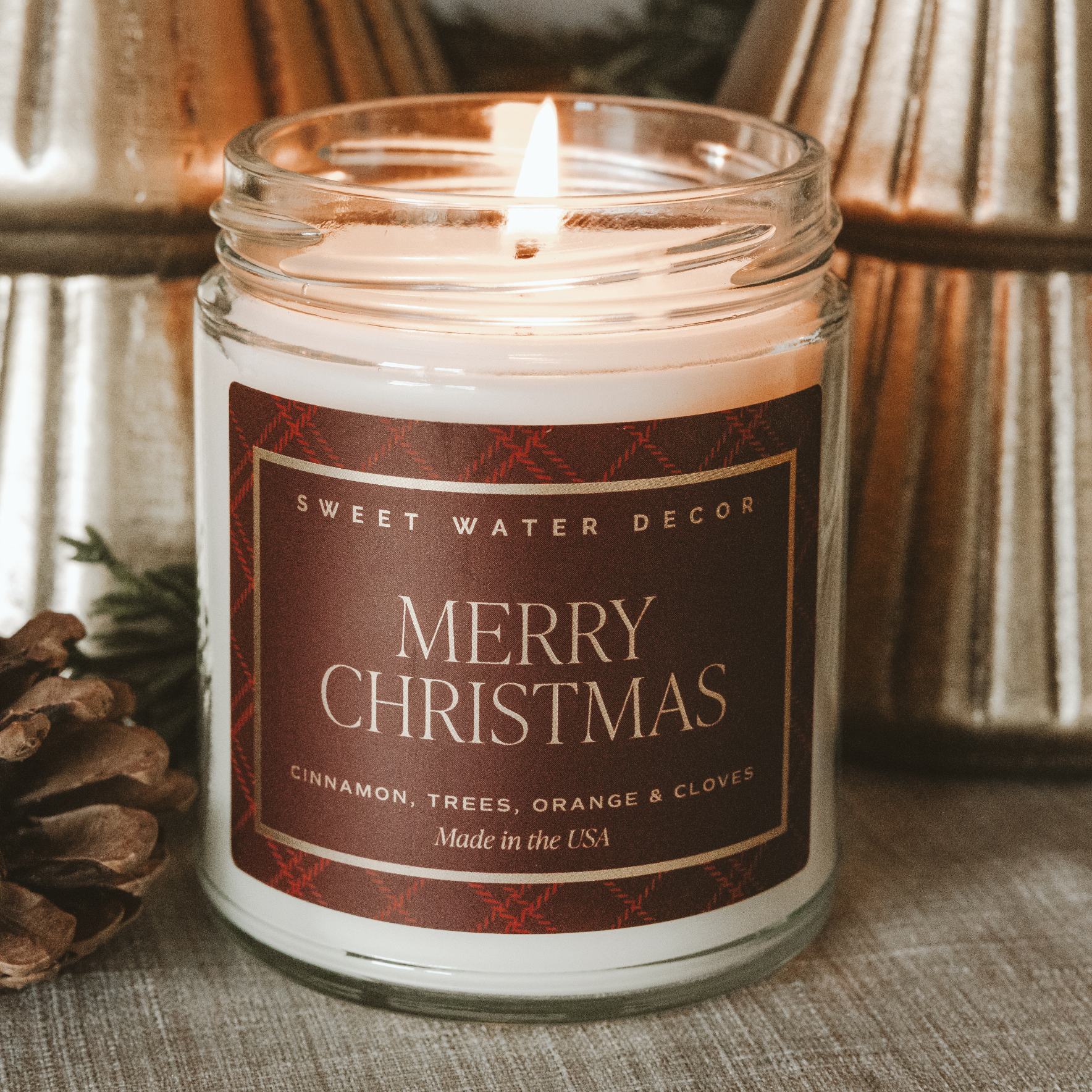 Sweet Water Decor - Merry Christmas 9 oz Soy Candle - Christmas Decor