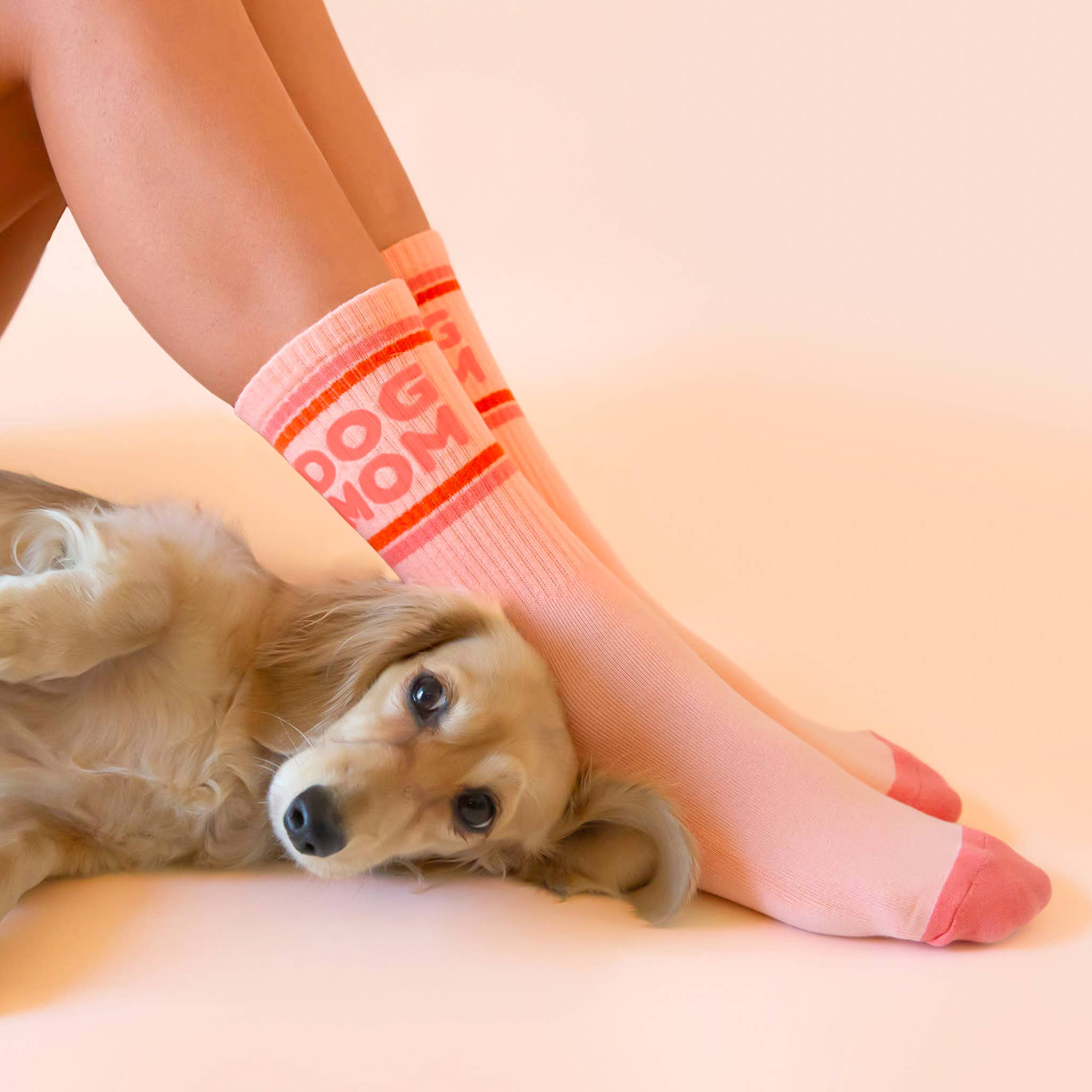 Sunshine Studios - Dog Mom Striped Ribbed Crew Socks