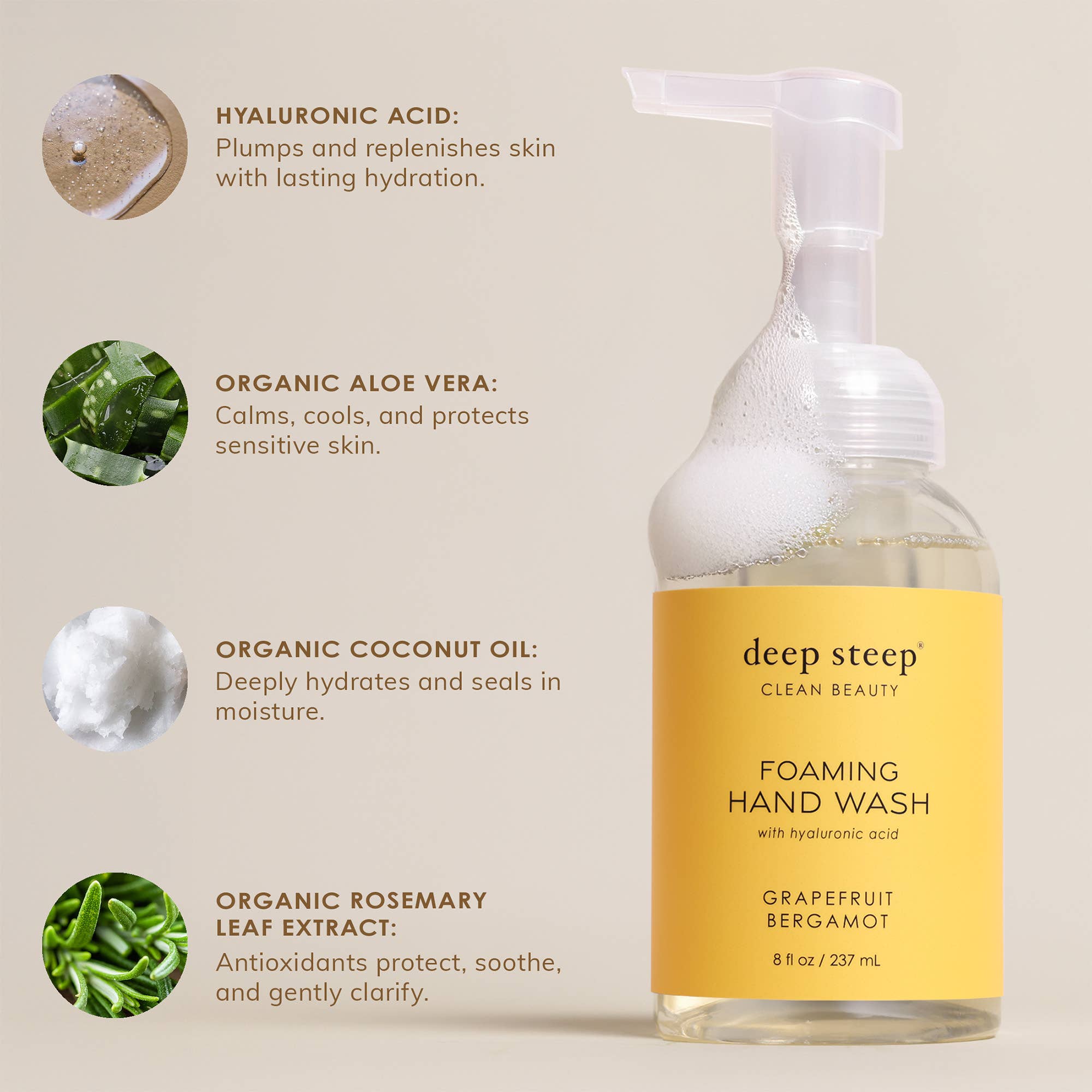 Deep Steep Clean Beauty - Rosemary Mint Moisturizing Foaming Hand Wash 8oz