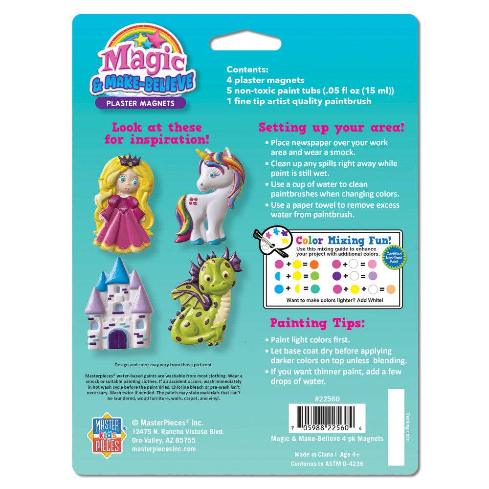 Masterpieces Puzzles - Magic & Make Believe - 4-Pack Plaster Magnets Paint Kit