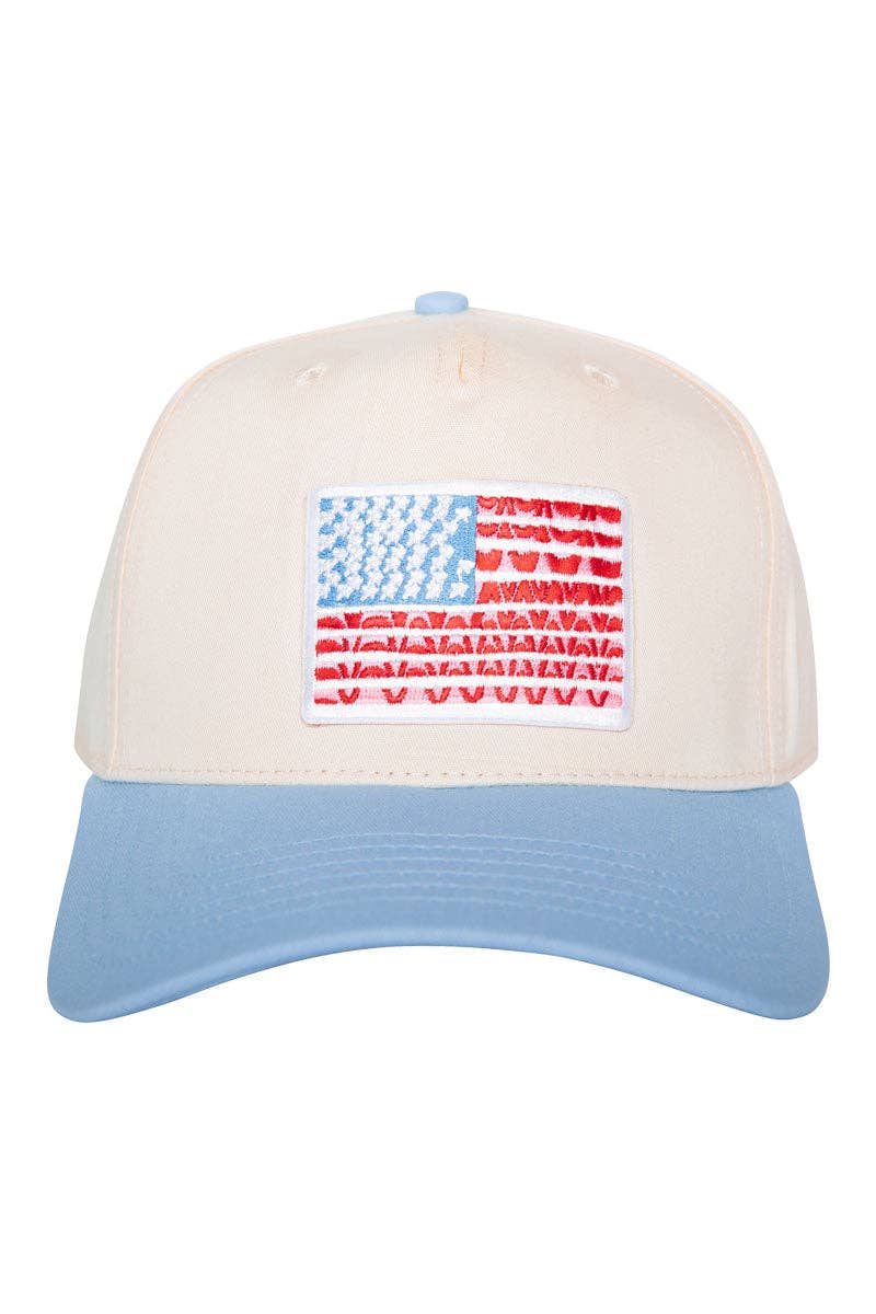 Katydid - American Flag Two-Toned Fitted Hat For Graduation
