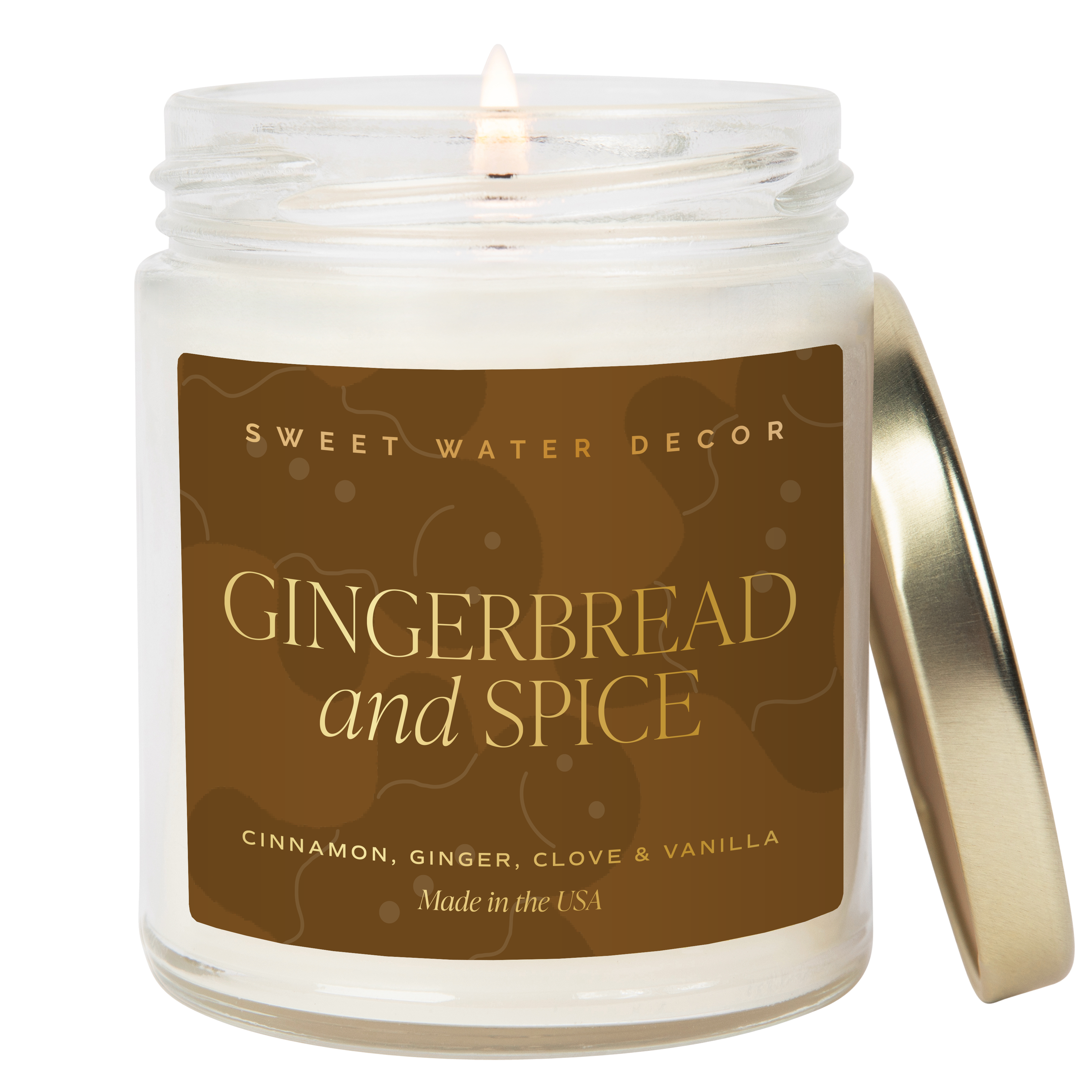 Sweet Water Decor - Gingerbread and Spice 9 oz Soy Candle (Gold Foil)- Christmas